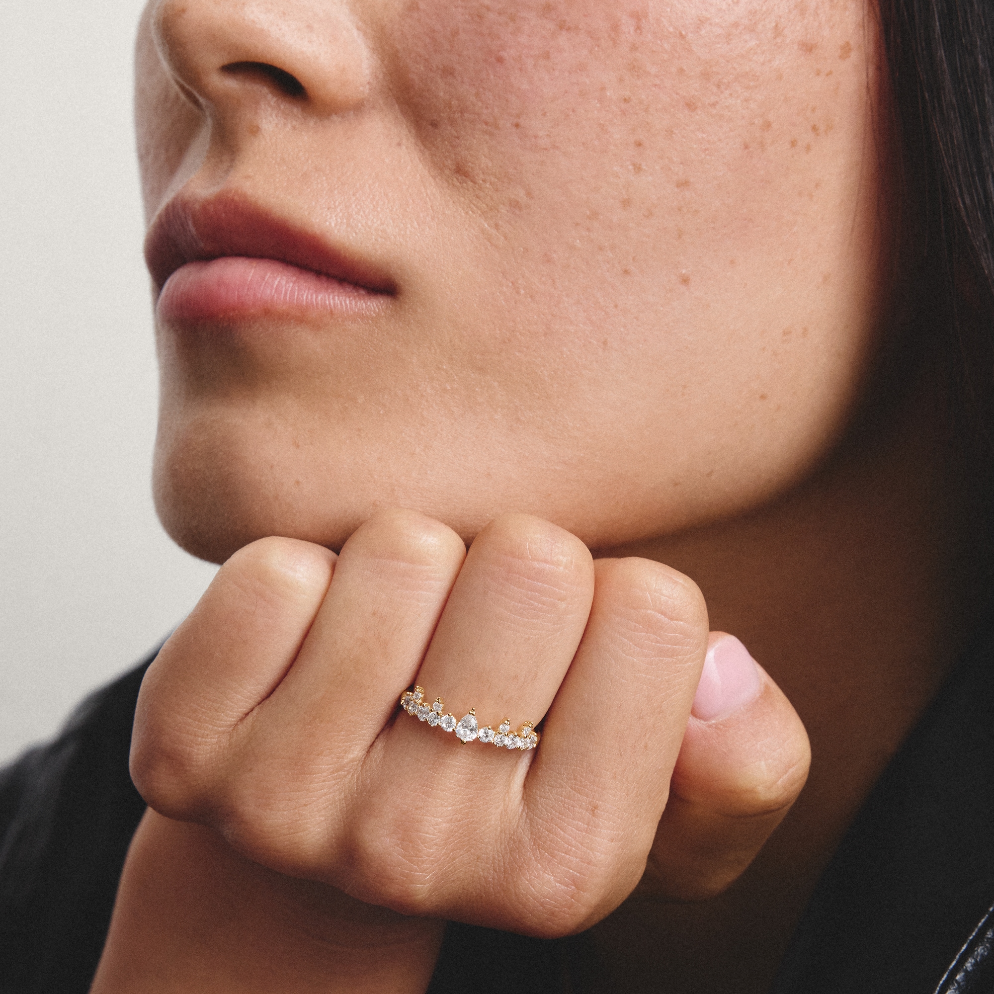 THOMAS SABO Fingerring »Midnight Sky Ring Krone gelbgoldfarben« mit Zirkonia (synth.)