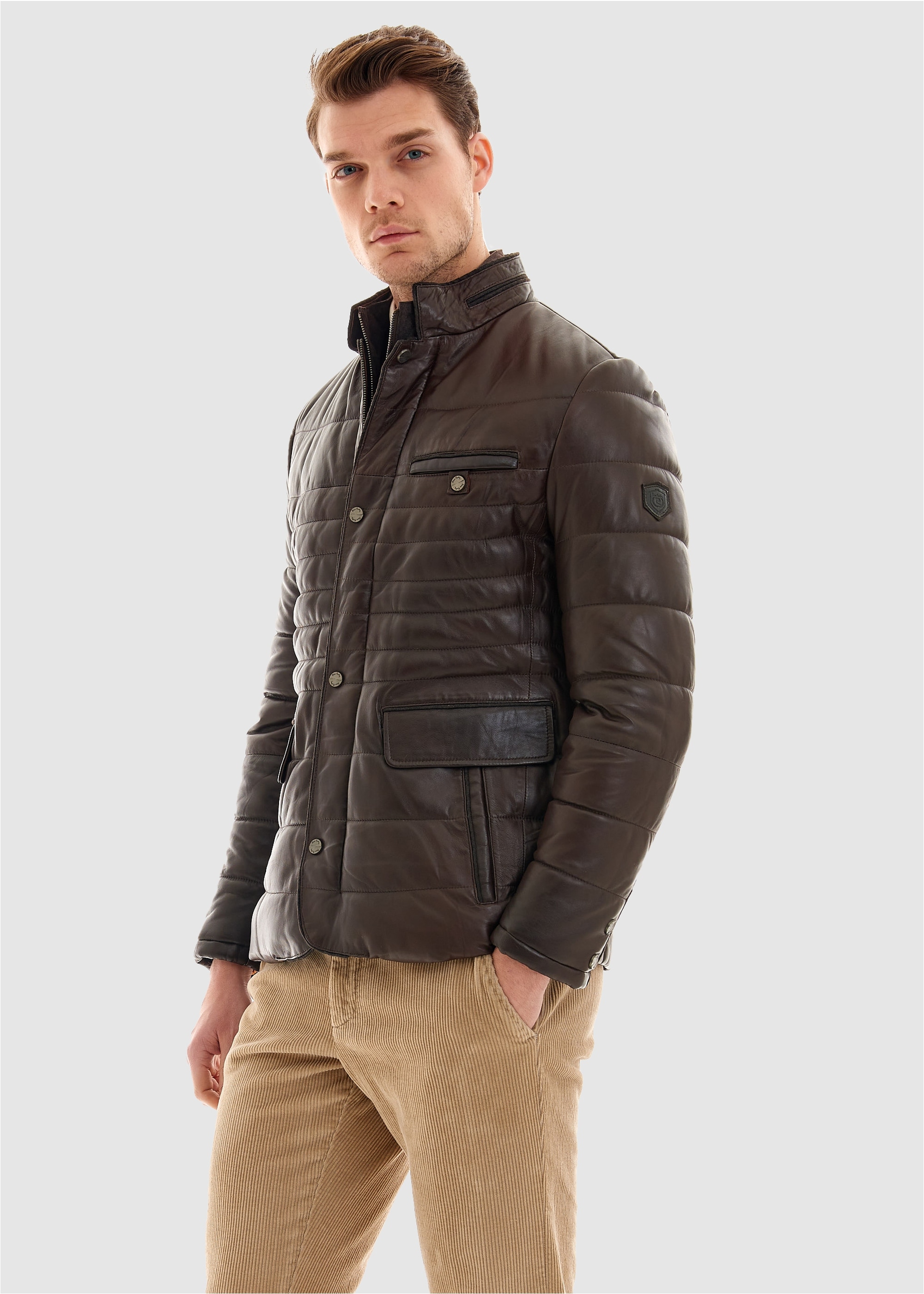 Lederjacke, in tollem Stepp-Design