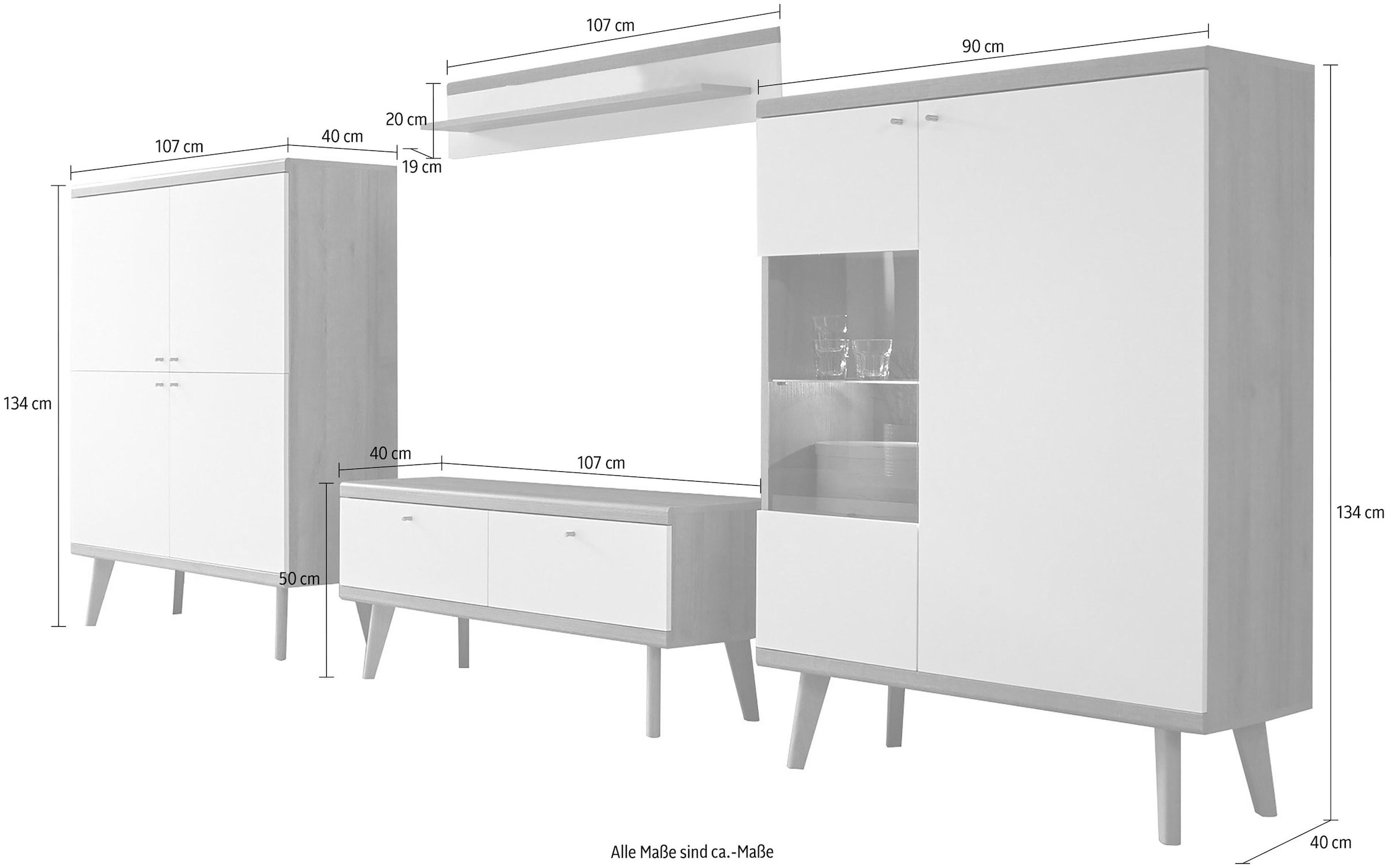 andas Wohnwand »Merle«, (Set, 4 St.)