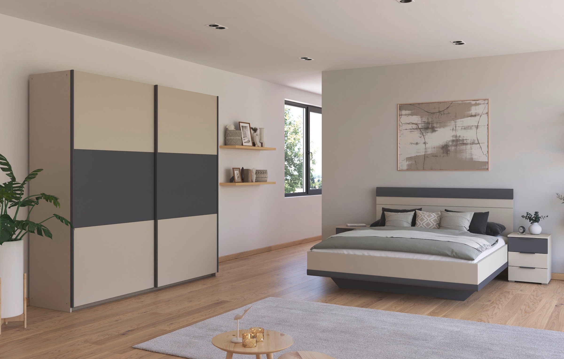rauch Schlafzimmer-Set »Komplettschlafzimmer Schlafzimmer Schlafzimmermöbel SAJO«, (Set, 4 tlg., Set: Kleiderschrank mit/ohne Spiegel, Bett in 2 Breiten, 2 Nachttische), optional mit Spiegel am Kleiderschrank MADE IN GERMANY