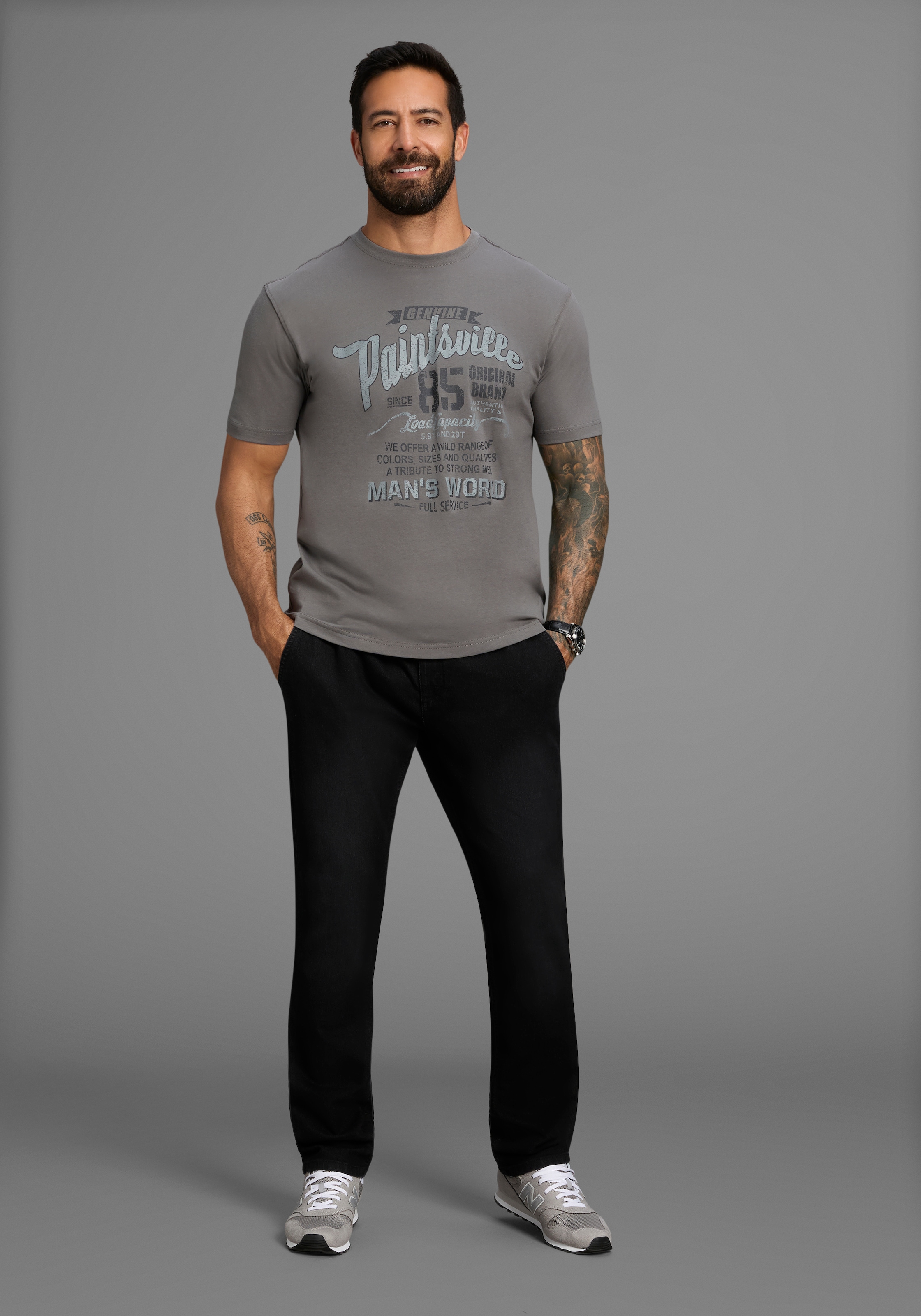 Man's World T-Shirt, Kurzarm, mit stylischem Print, Rundhalsausschnitt, aus Baumwolle