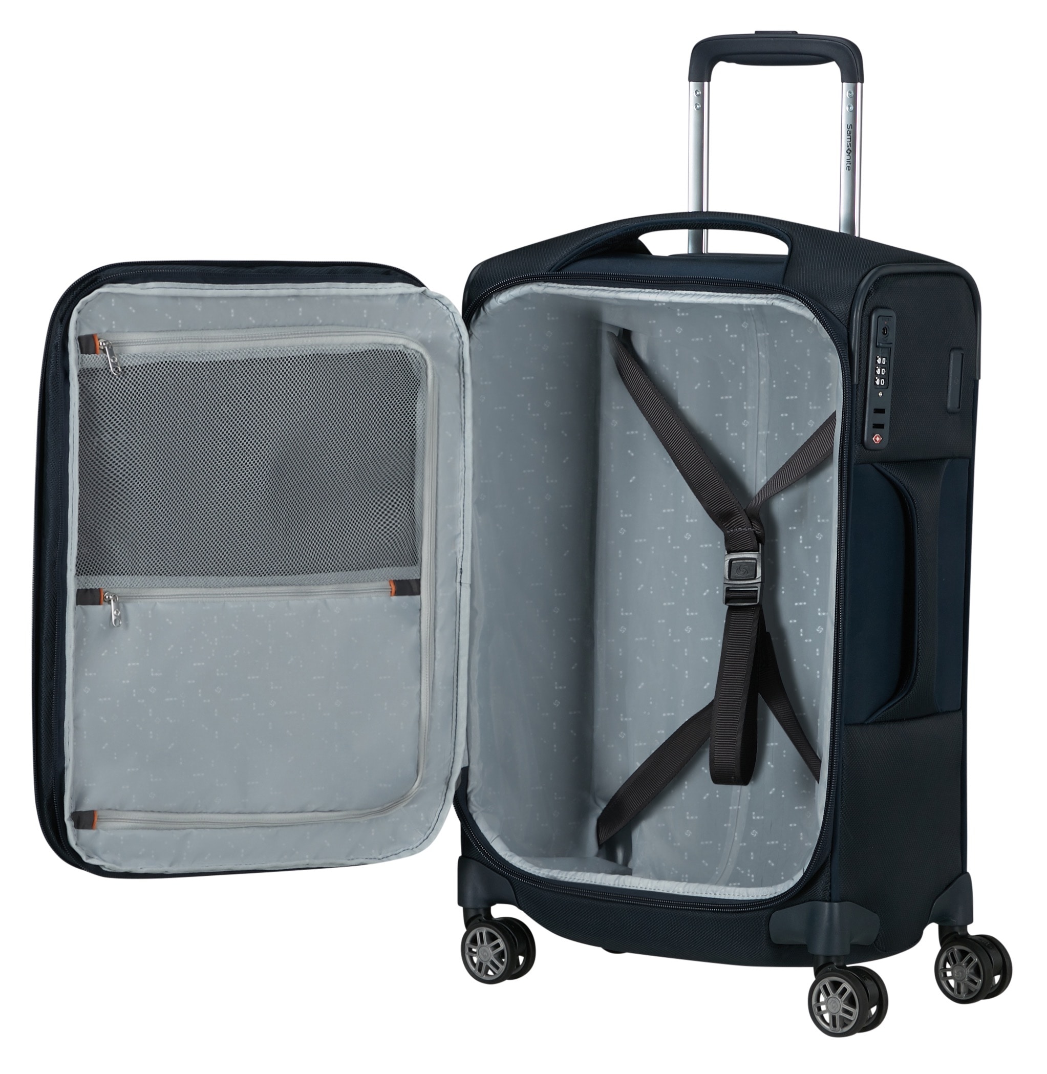 Samsonite Weichgepäck-Trolley »RE-LITE, verschiedene Größen und Farben«, (Set, 2 St., mit 2 Packwürfeln), 4 Rollen, Reisekoffer TSA-Schloss Stickerbogen Volumenerweiterung Laptopfach
