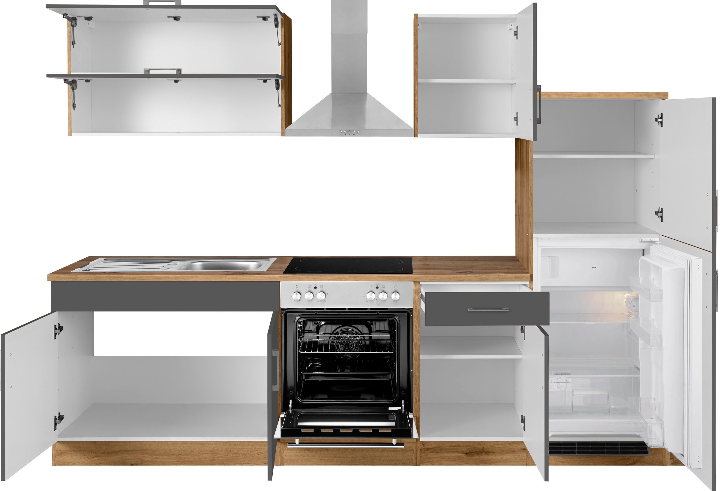 KOCHSTATION Küchenzeile »KS-Colmar«, mit E-Geräten, Breite 270 cm
