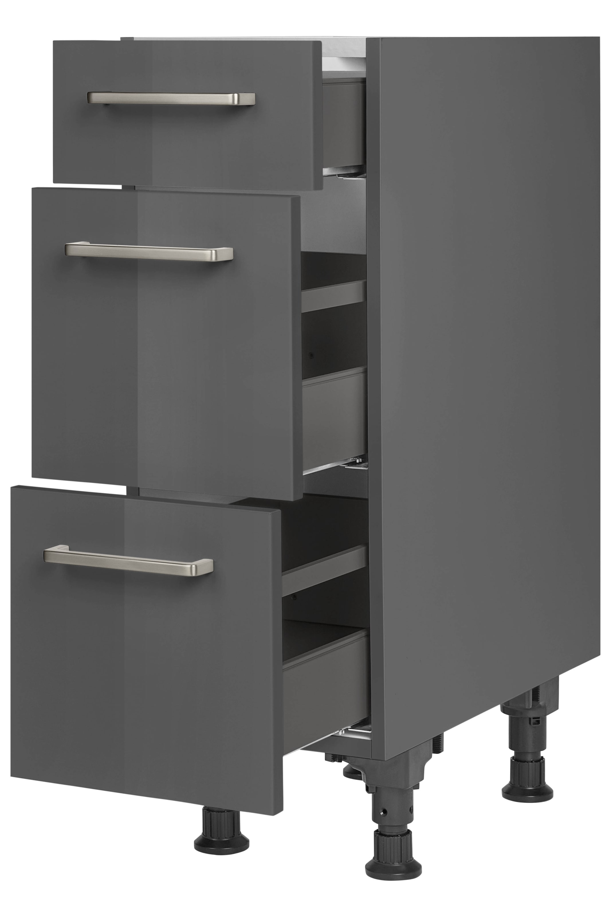 nobilia® Unterschrank »"Flash", vormontiert, mit höhenverstellbaren Sockelfüßen, in den«, Breiten 30, 45, 60 und 90 cm, mit Schubkasten und Auszügen