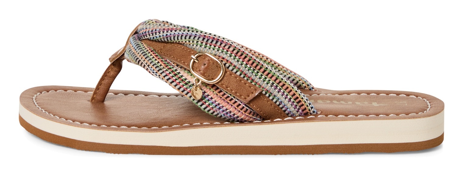 Tamaris Zehentrenner »AVRIL«, Sommerschuh, Flats, Schlappen mit T-Logoanhänger