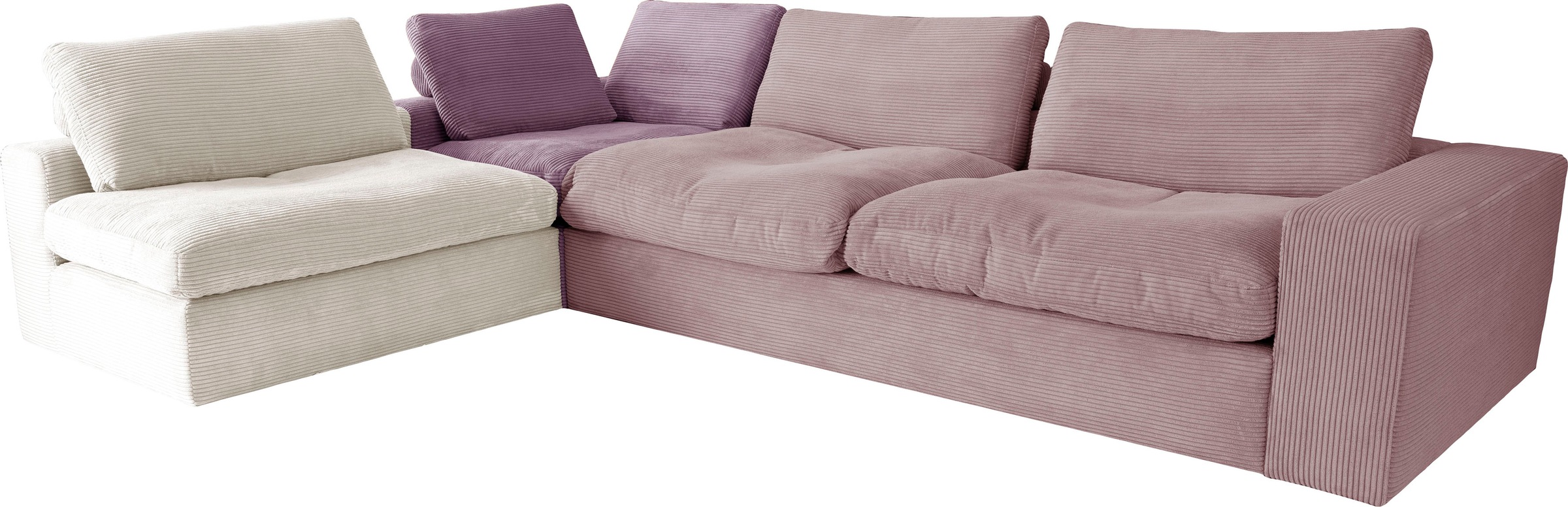 Ecksofa ALINA "Sandy", bunt (gct 11, gct 18, gct 8), B:276cm T:226cm, Cord GCT (92% Polyester, 8% Nylon), Sofas, Ecksofa, mit losen Sitz und Rückenkissen, in modernem Cordstoff 2