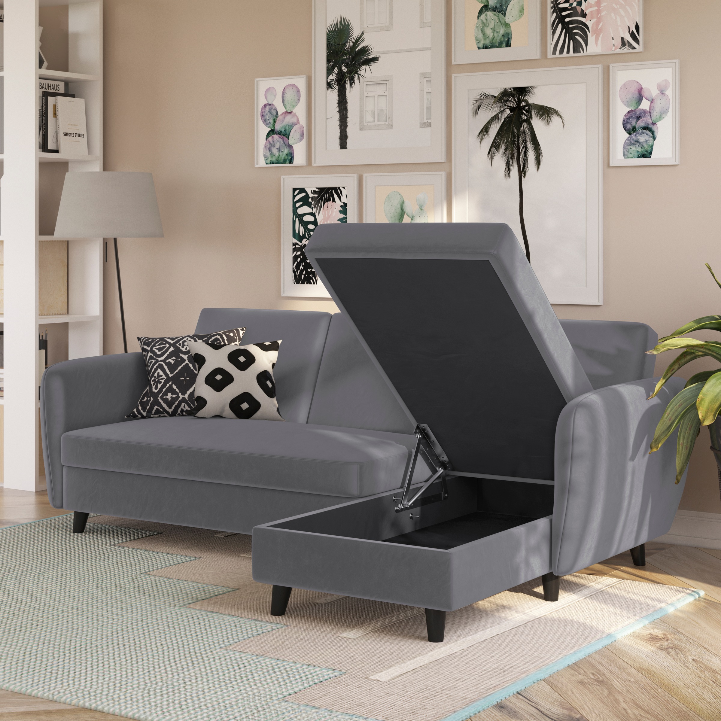 Dorel Home Ecksofa »Perry, L-Form,«, Rückenlehne, verschiedene Farbvarianten, Sitzhöhe 43 cm, Breite 219 cm