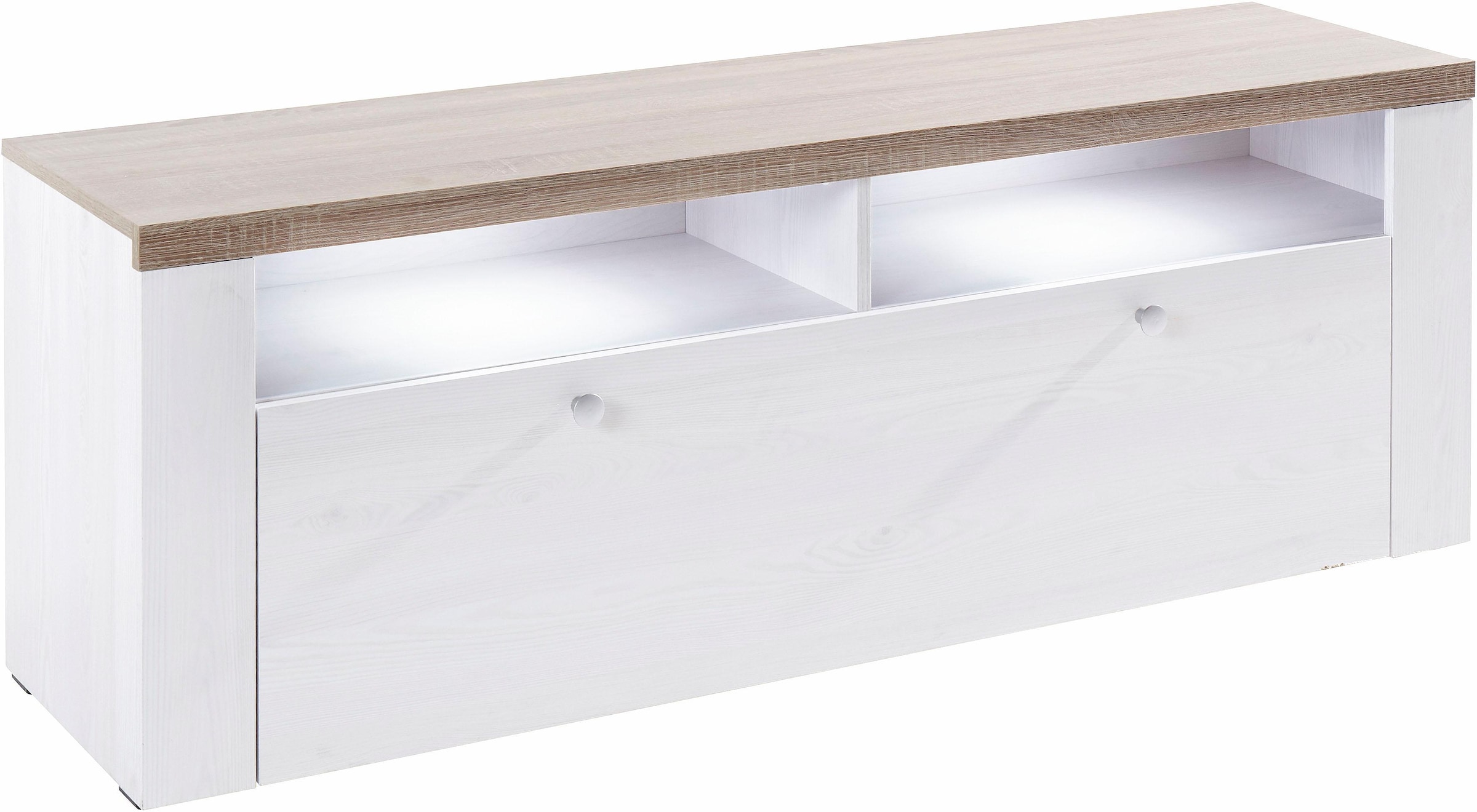 Home affaire Lowboard »Larona, zeitloses TV Board mit 1 Klappe und 2 offenen Fächern«, Breite 140 cm, Fernsehbank, viel Stauraum, dekorative Rahmenoptik