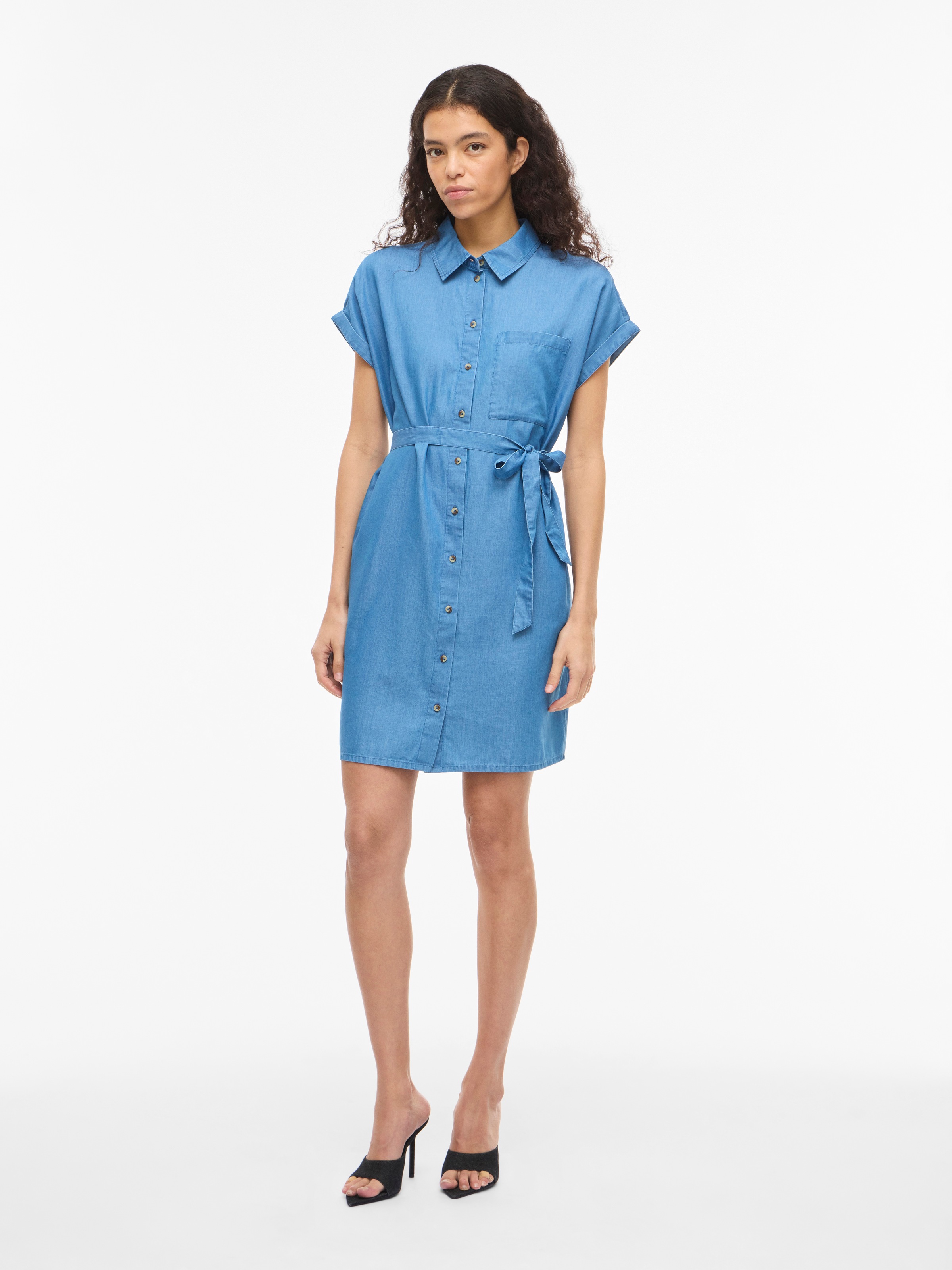 Vila Blusenkleid »VINORI S/S SHIRT DRESS - NOOS« Brusttasche Sommerkleid, im Denim Look