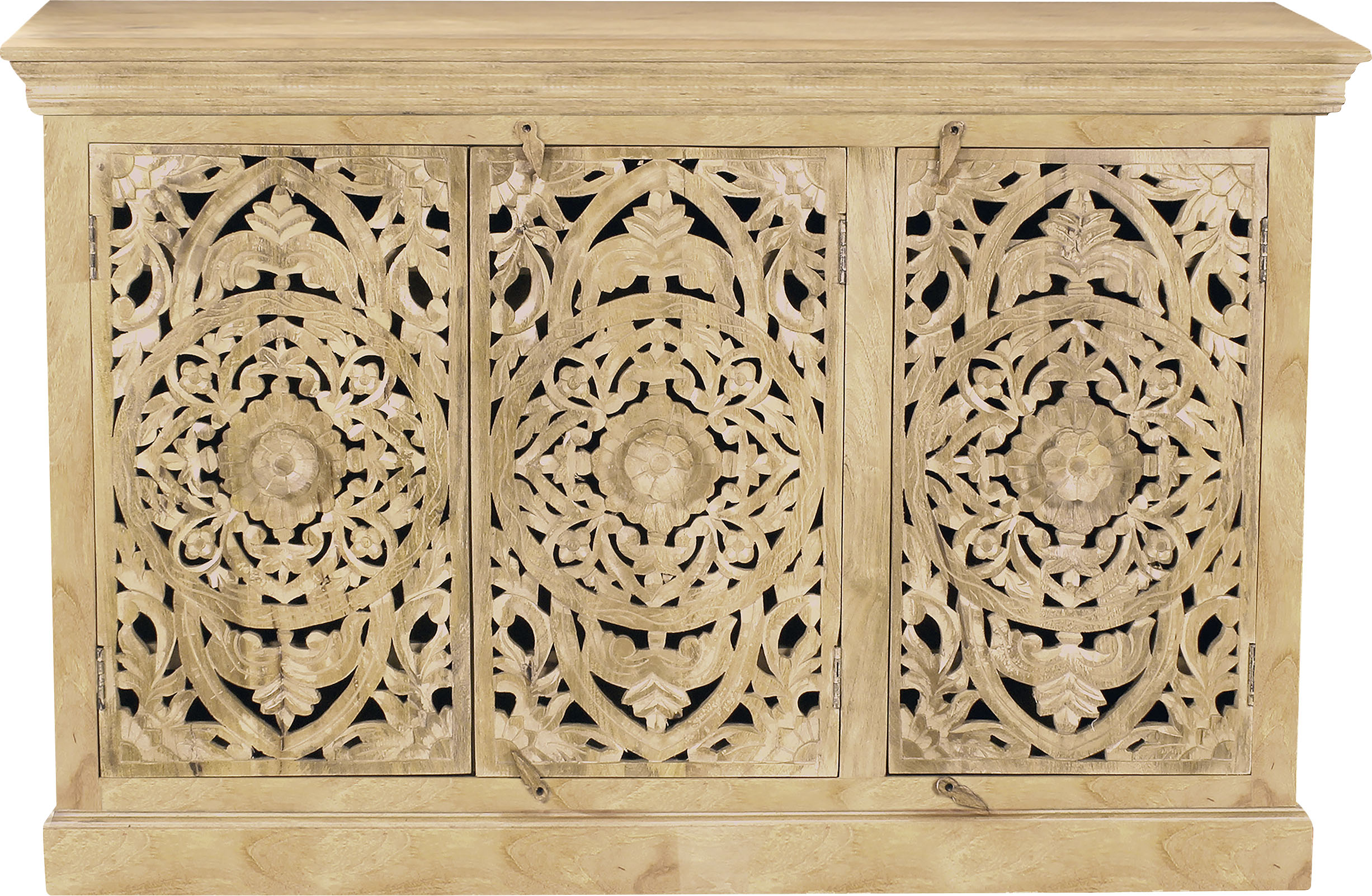 SIT Sideboard "Modena aus Mangoholz mit 3 Türen und aufwändigen Schnitzereien" Aufwändige Schnitzereien im orientalischen Stil