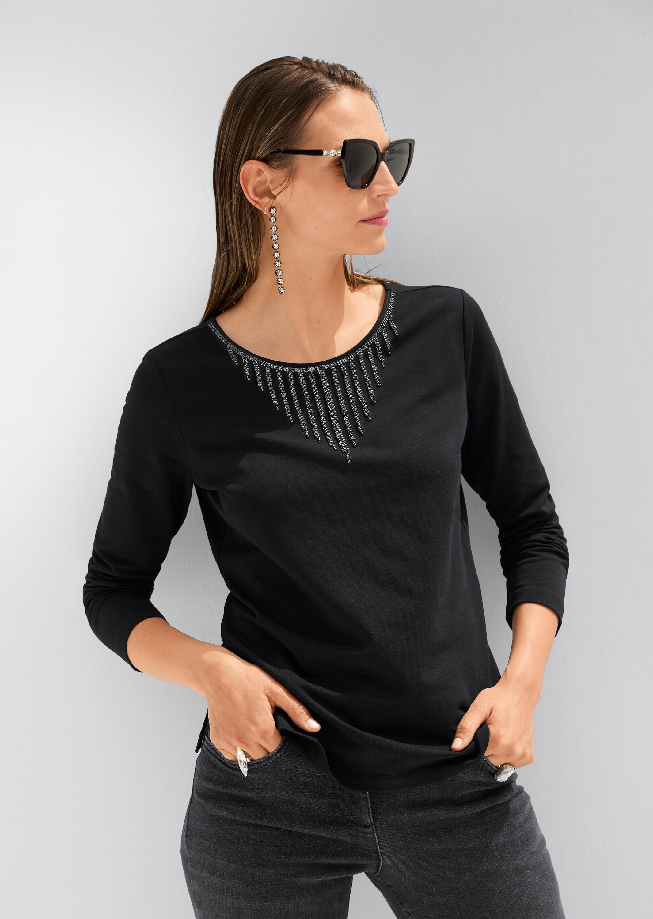 MADELEINE Langarmshirt »Sweatshirt Glamouröser Pullover, Strassakzente«