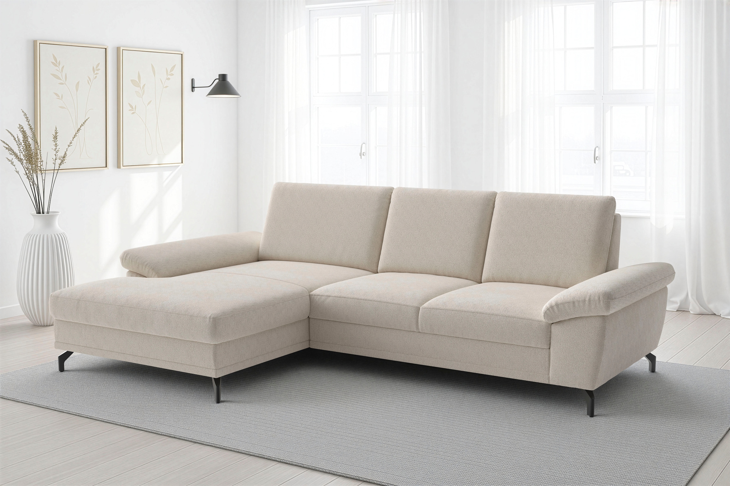 sit&more Ecksofa "Chelsea L-Form, B: 264 cm, Armteil- & Sitztiefenverstellung" optional Schlaffunktion und Bettkasten