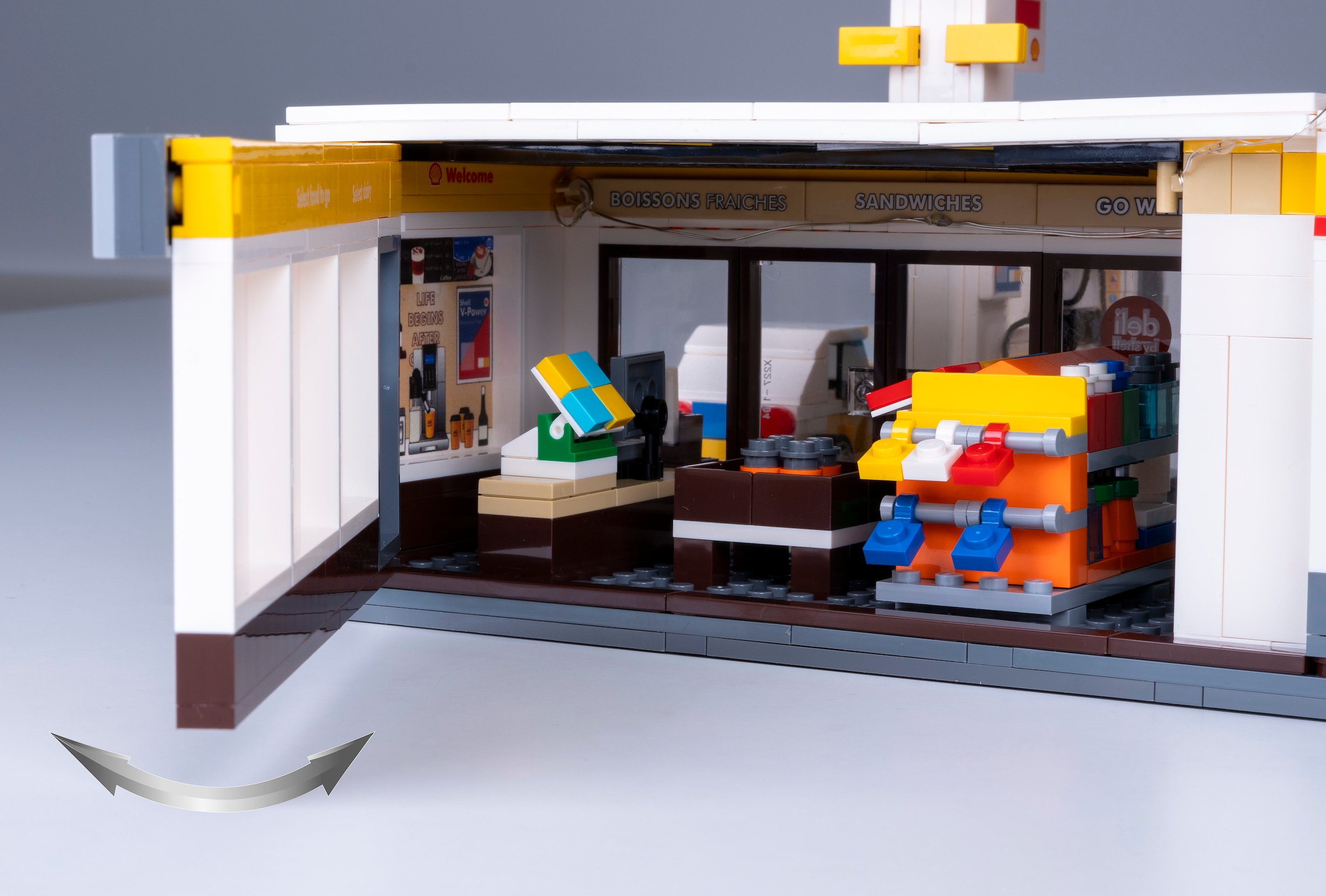 Jamara Konstruktions-Spielset »CaDA, Shell Tankstelle mit Shop und Waschanlage Bricks«, (1309 St.), mit LED Licht