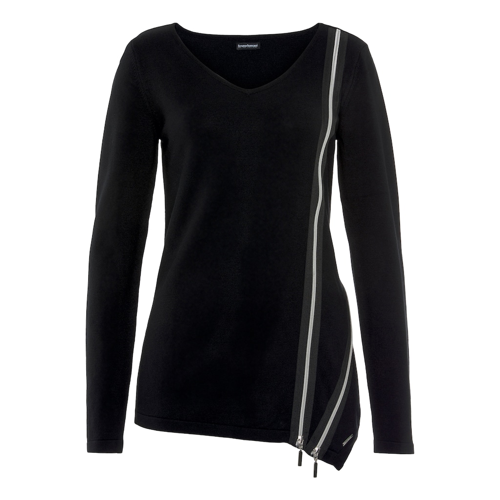 Bruno Banani V-Ausschnitt-Pullover, asymetrisch