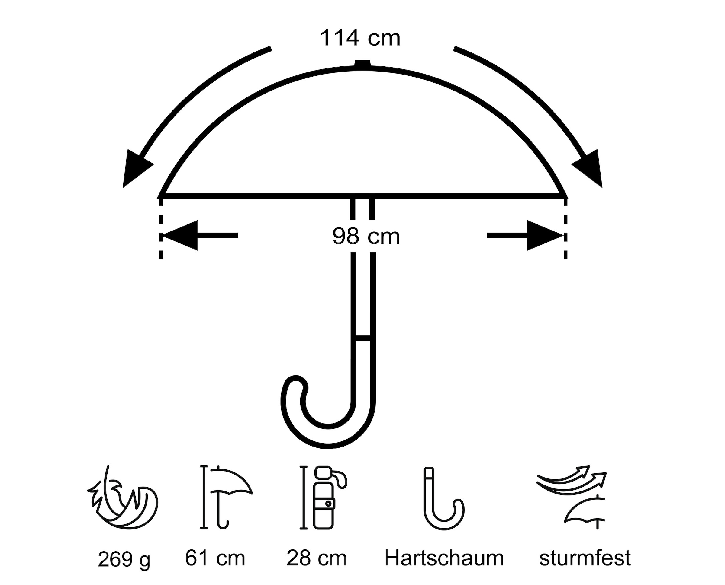 EuroSCHIRM® Taschenregenschirm »light trek«, mit integriertem Kompass