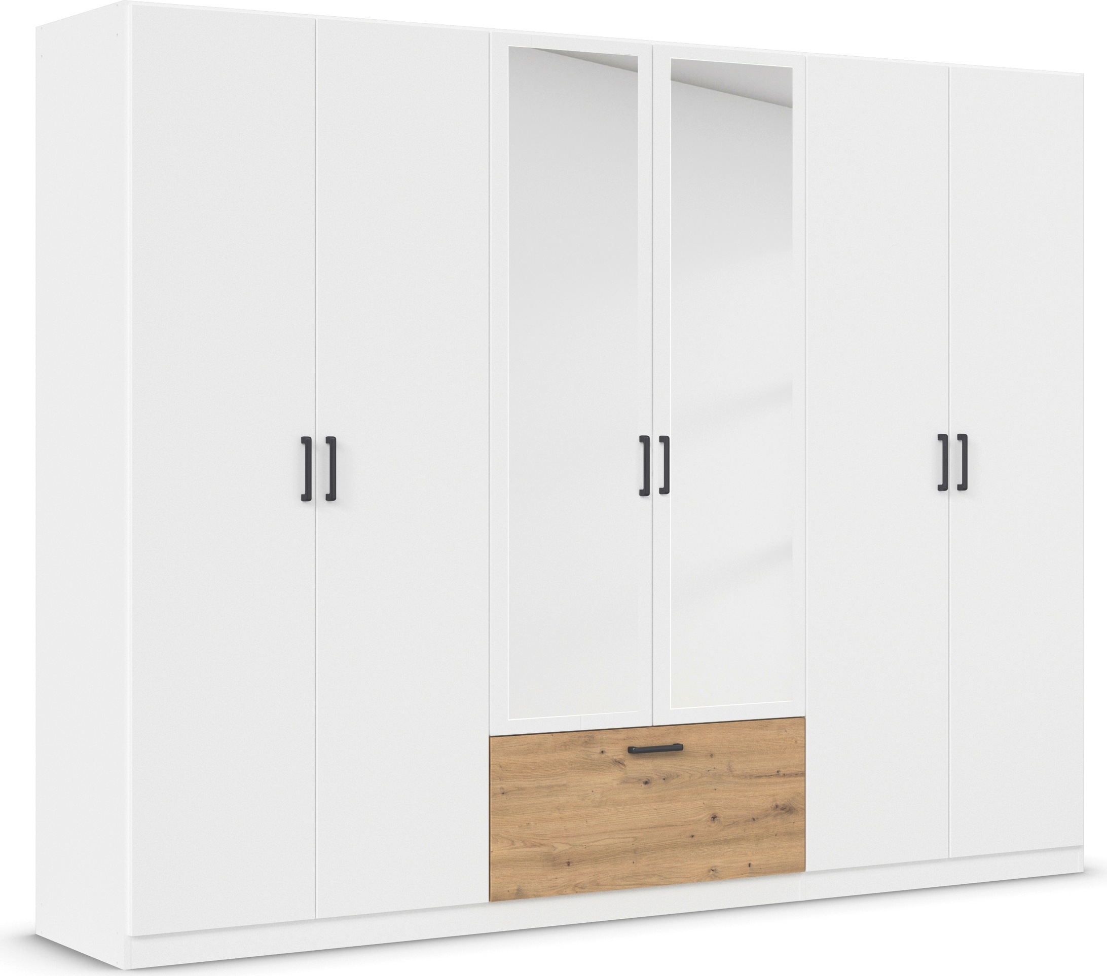rauch Drehtürenschrank »Kleiderschrank Schrank Garderobe Wäscheschrank BARI mit Spiegel«, mit Schubasten mittig, moderner Griff in Graumetallic MADE IN GERMANY