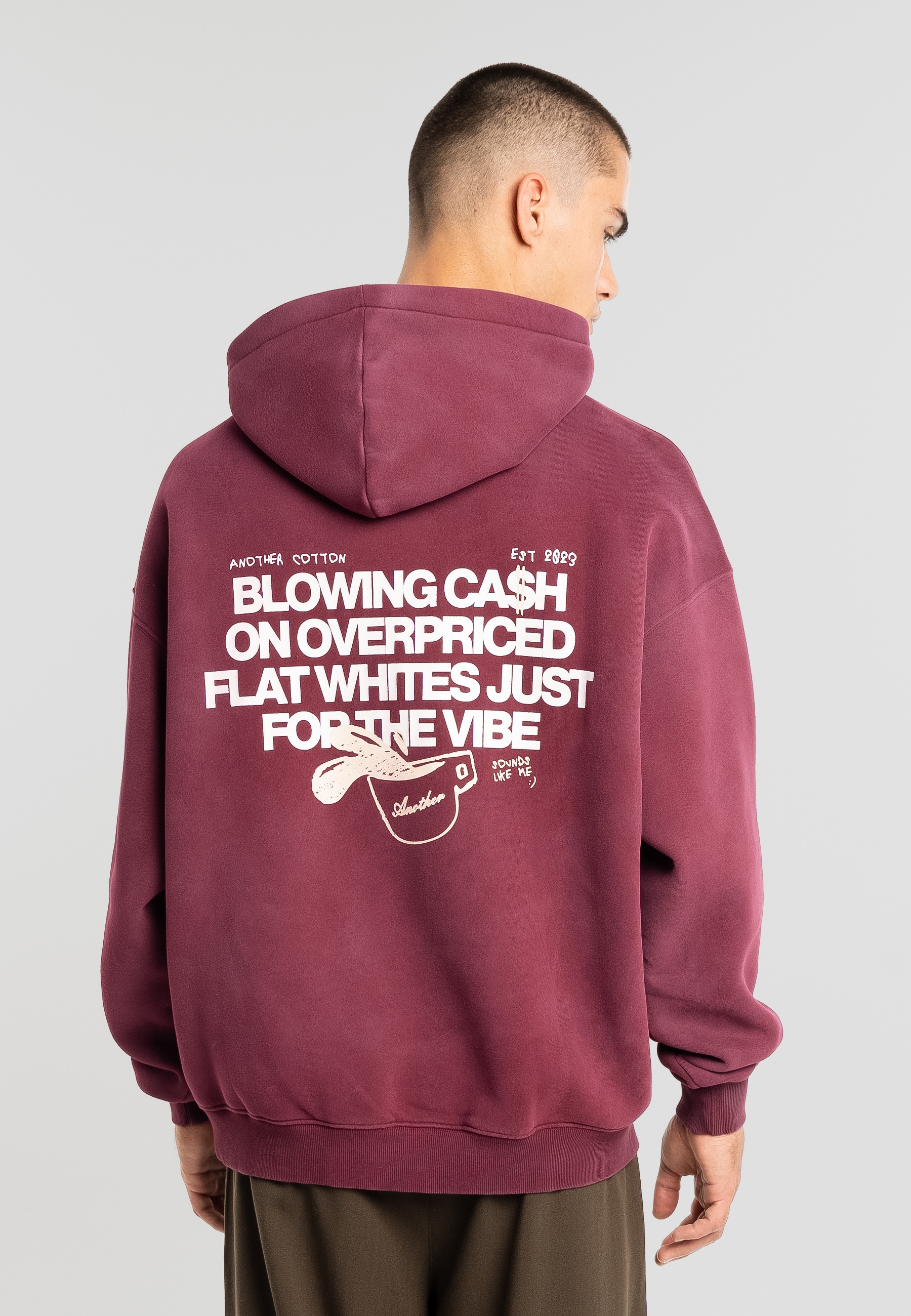 Another Cotton Lab Rundhalspullover »Another Cotton Lab Overpriced Flat Whites Washed Hoodie« 1