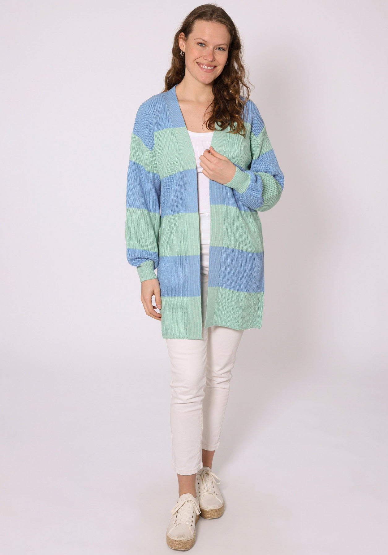 Zwillingsherz Cardigan »"Katja"«, One Size, Wollanteil, Langarm, Blockstreifen, ohne Verschluss