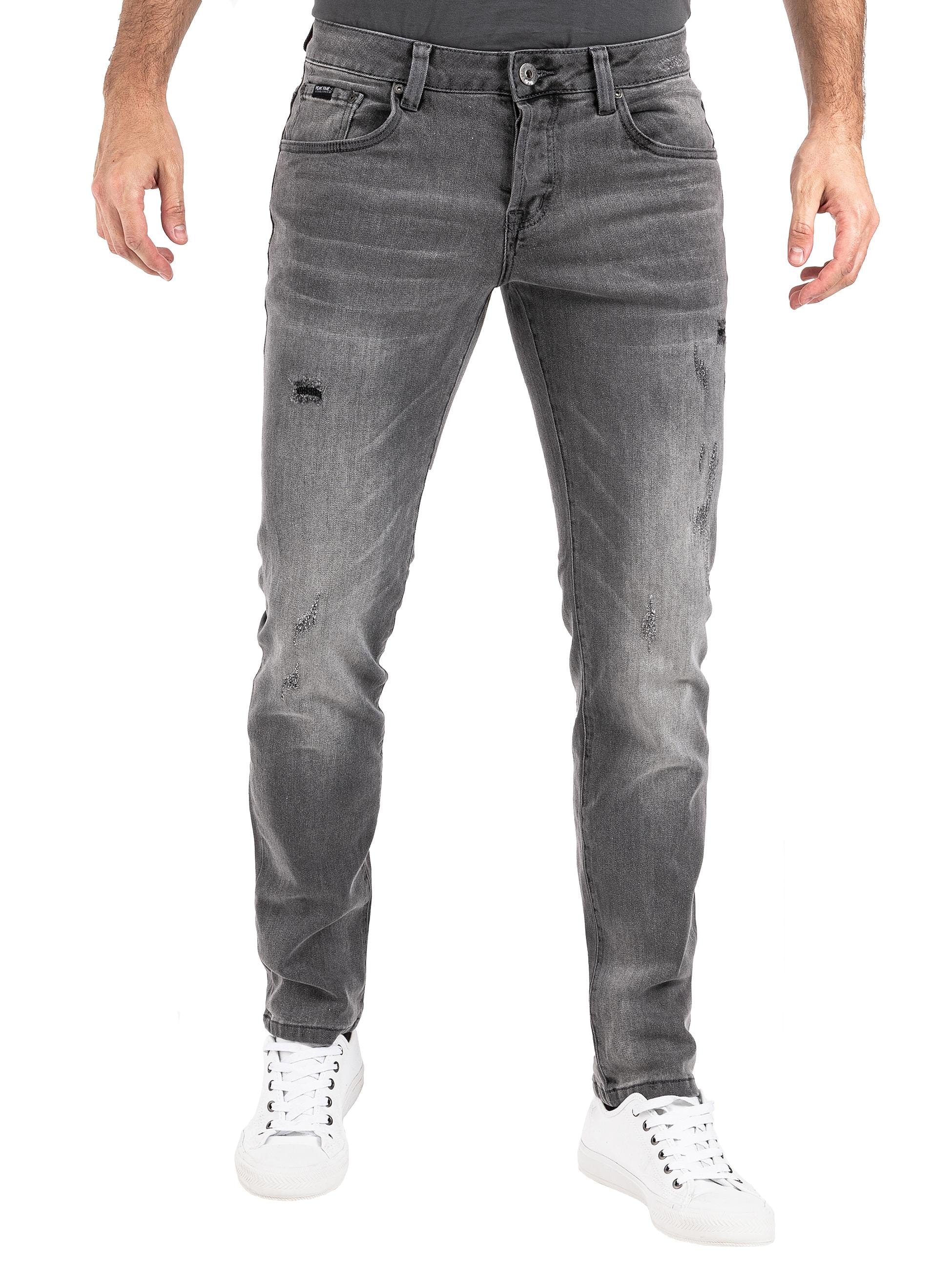 PEAK TIME Slim-fit-Jeans »München«, Herren Jeans mit Stretch-Bund und Destroyed-Optik