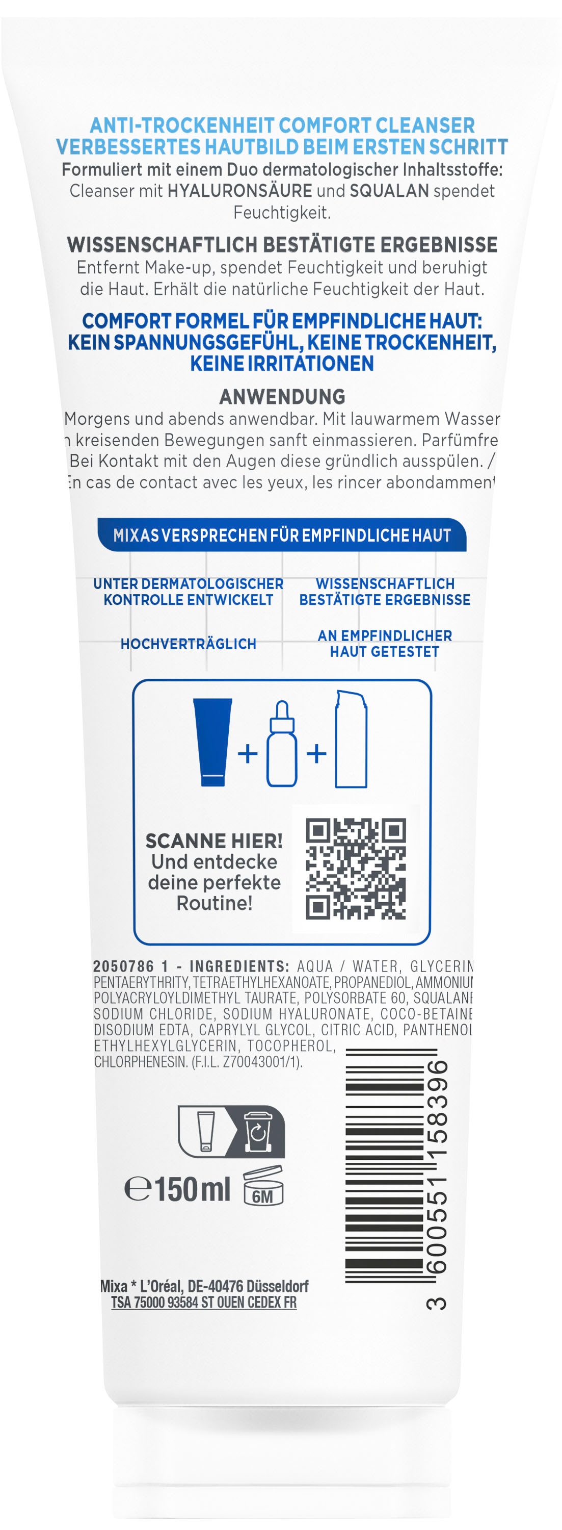 Mixa Gesichts-Reinigungsfluid »Mixa Anti-Trockenheit Comfort Cleanser«, mit hoher Wirkungskraft