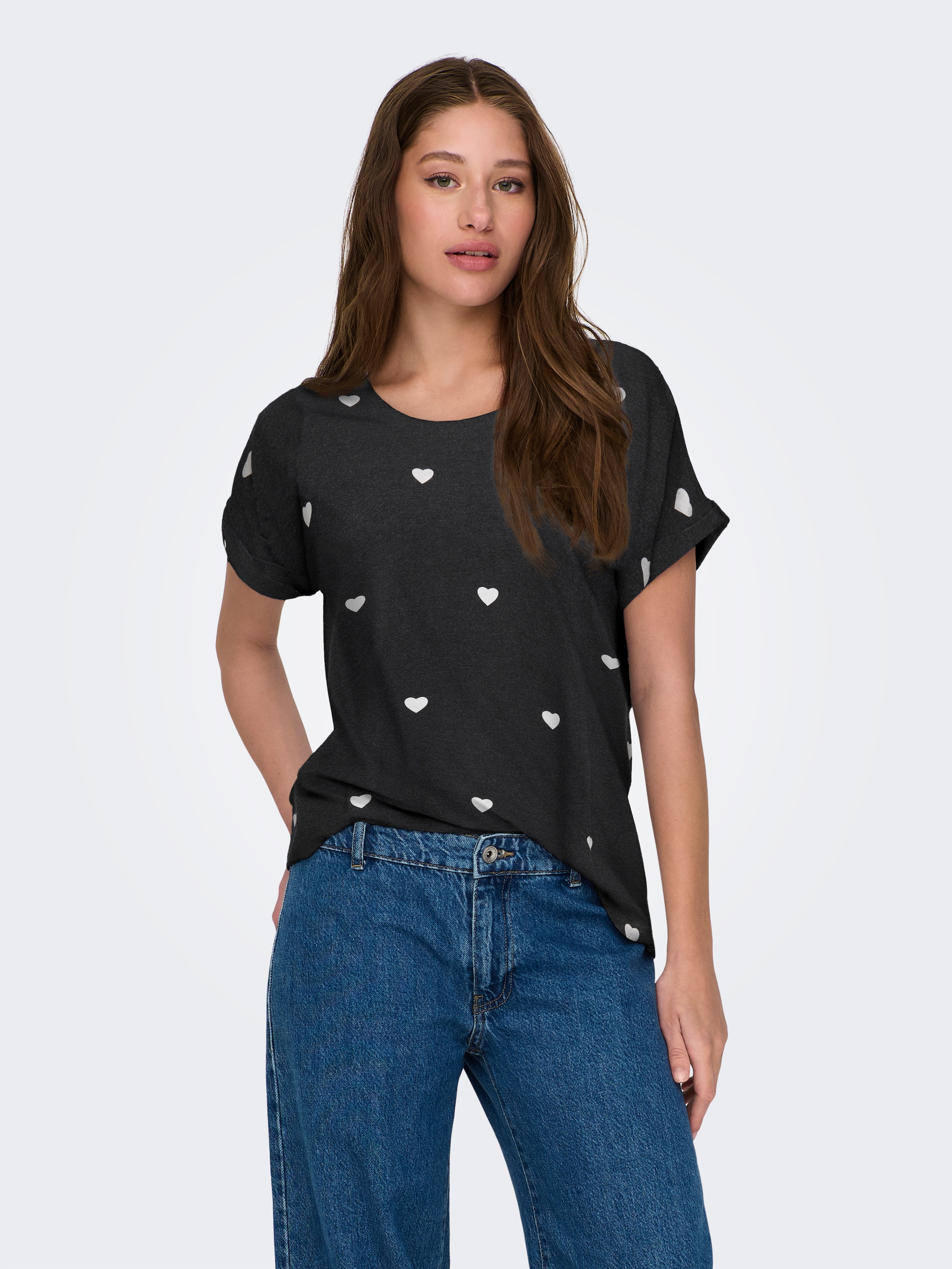 ONLY Kurzarmshirt »ONLMOSTER S/S AOP TOP CS JRS« Viskosemischung, Rundhals