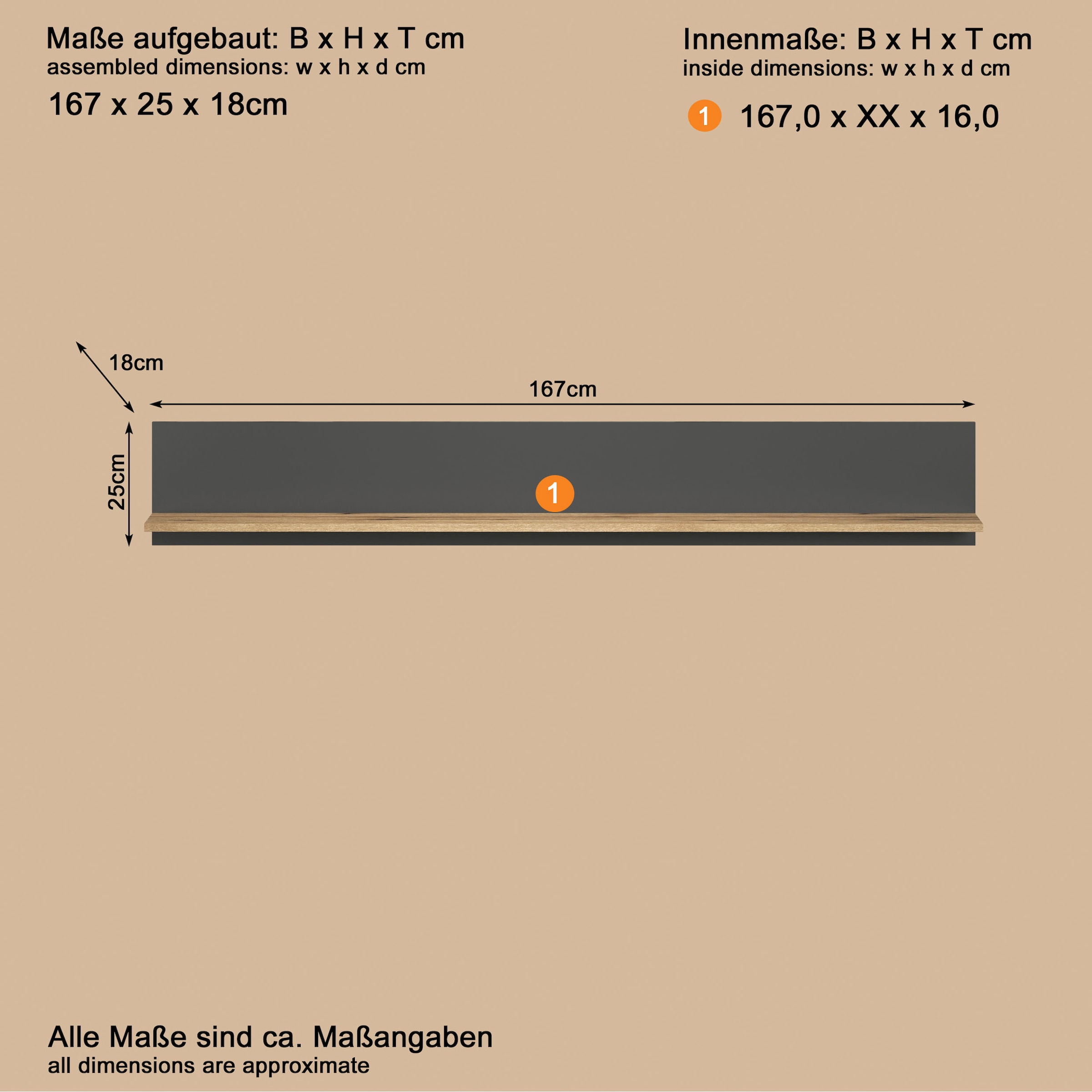 Home affaire Wandboard »Estepona« 1 Stk. tlg. Großzügige Ablagefläche