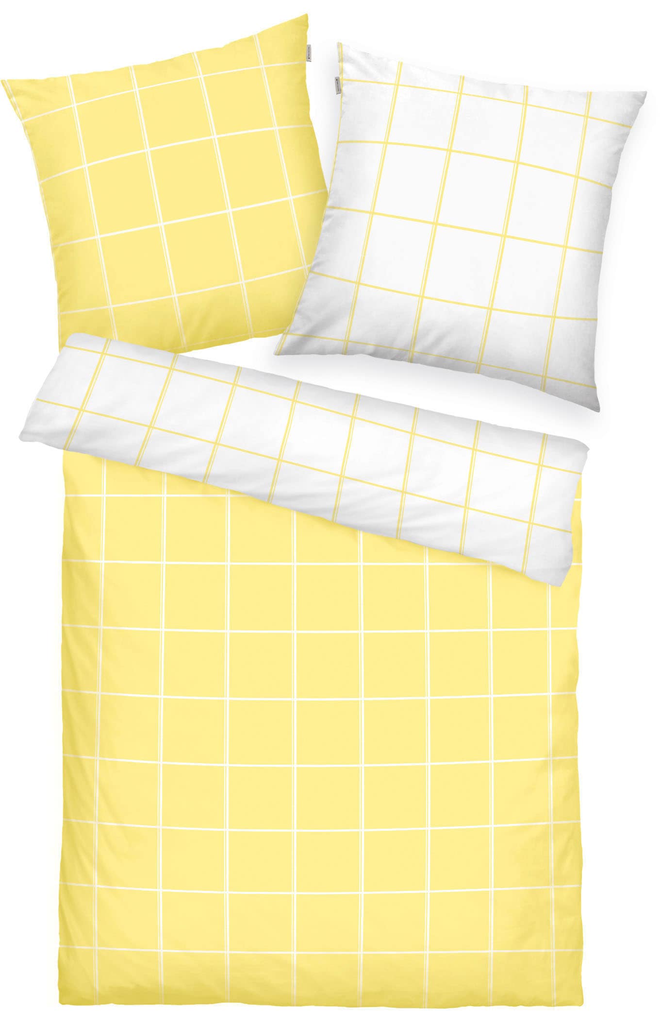 Bettwäsche TOM TAILOR HOME, gelb, Renforcé, Obermaterial: 100% Baumwolle, Bettwäsche, "LARGE CHECK in Gr. 135x200cm oder 155x220cm", new bedroom,