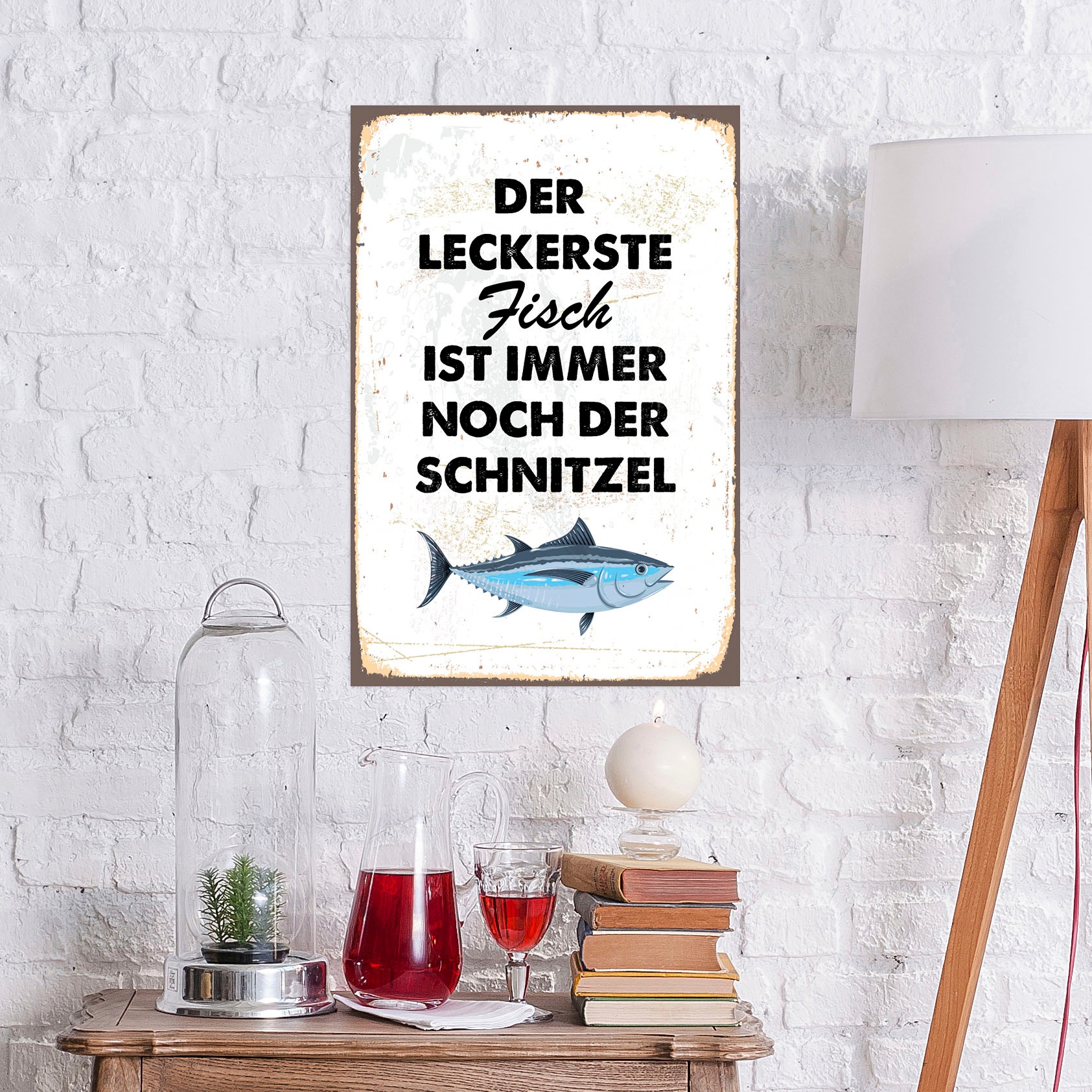 queence Metallbild "Schnitzelfisch", Schriftzüge-Schriftzug-Sprüche-Sprüche günstig online kaufen