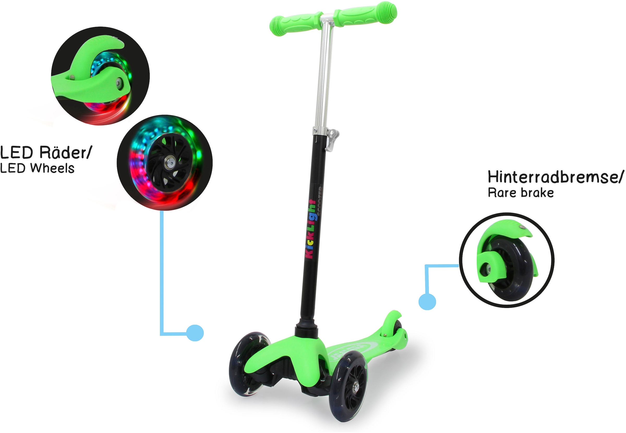Jamara Dreiradscooter »KickLight«, mit LED-Rädern
