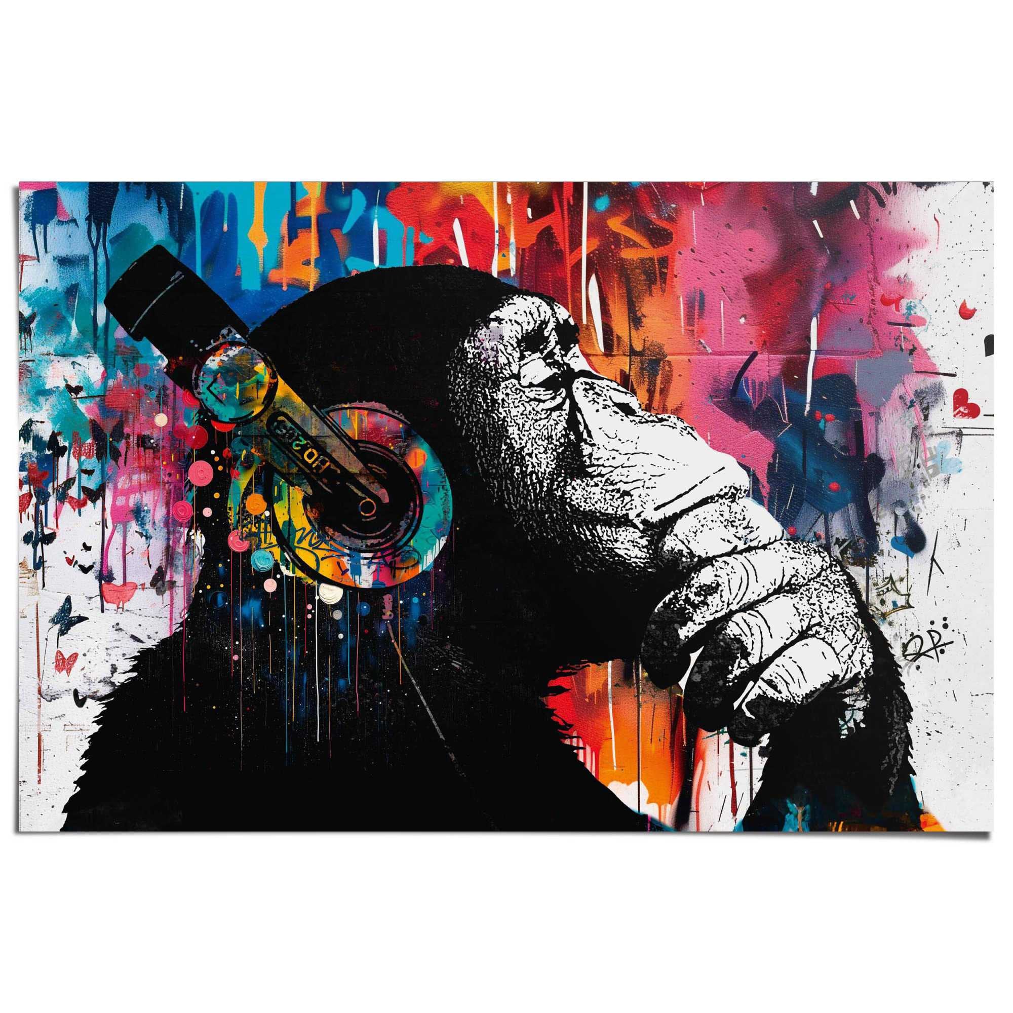 Reinders! Poster REINDERS "Graffiti chimp", bunt (farbe bild(er): mehrfarbig), B:91,5cm H:61cm T:0,1cm, Bilder, Poster, Teenager Zimmer - Mehrfarbig - 150 gr. Papier - Street Art