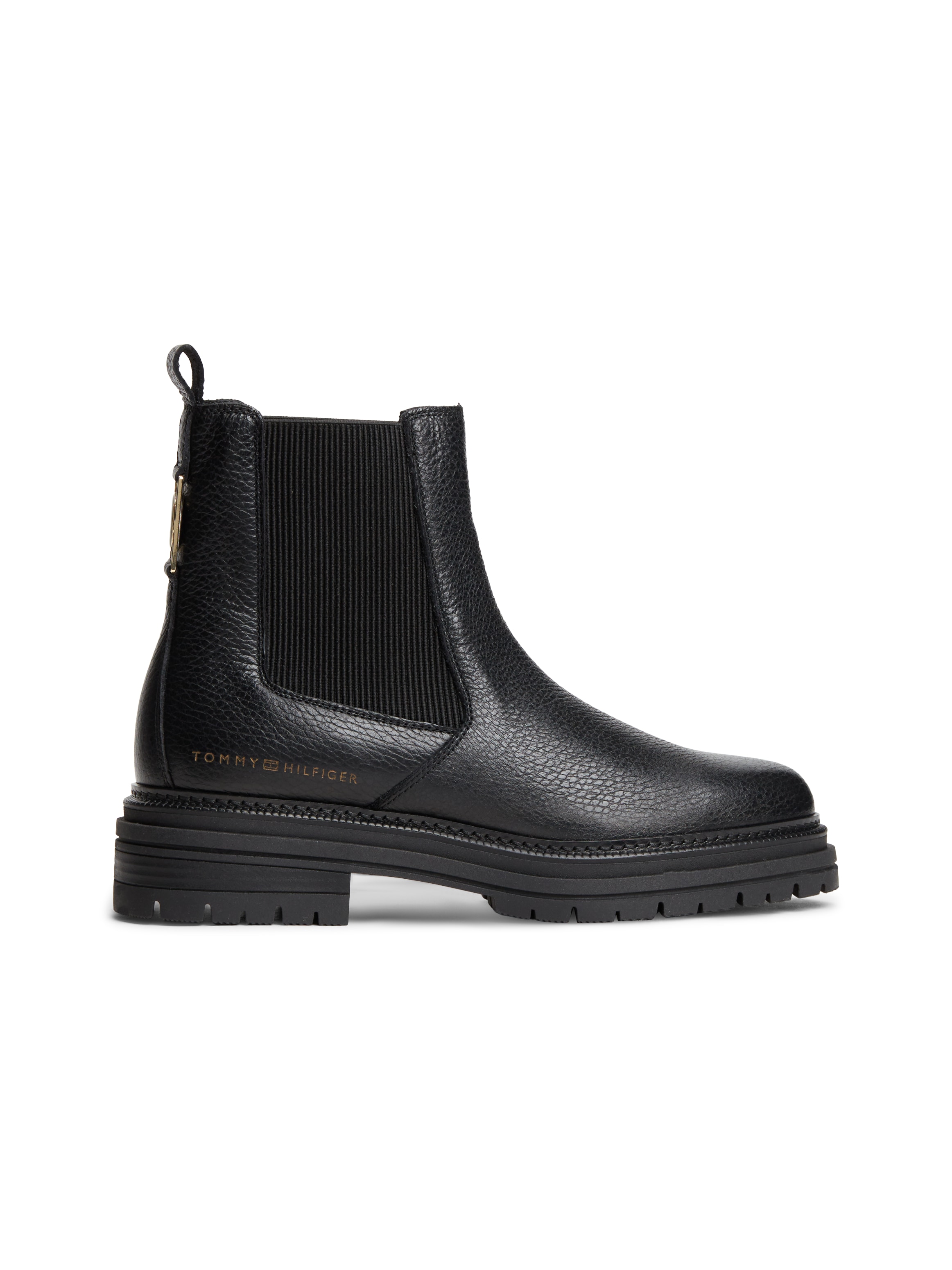 Tommy Hilfiger Chelseaboots »TH EMBOSS GRAIN LEATHER CHELSEA«  Blockabsatz, Stiefelette mit beidseitigem Stretcheinsatz