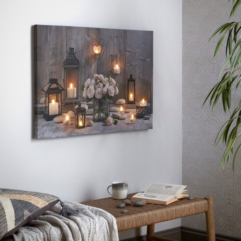 Art for the home LED-Bild »Cosy Kerzen LED 60x90cm«, (1 St.)