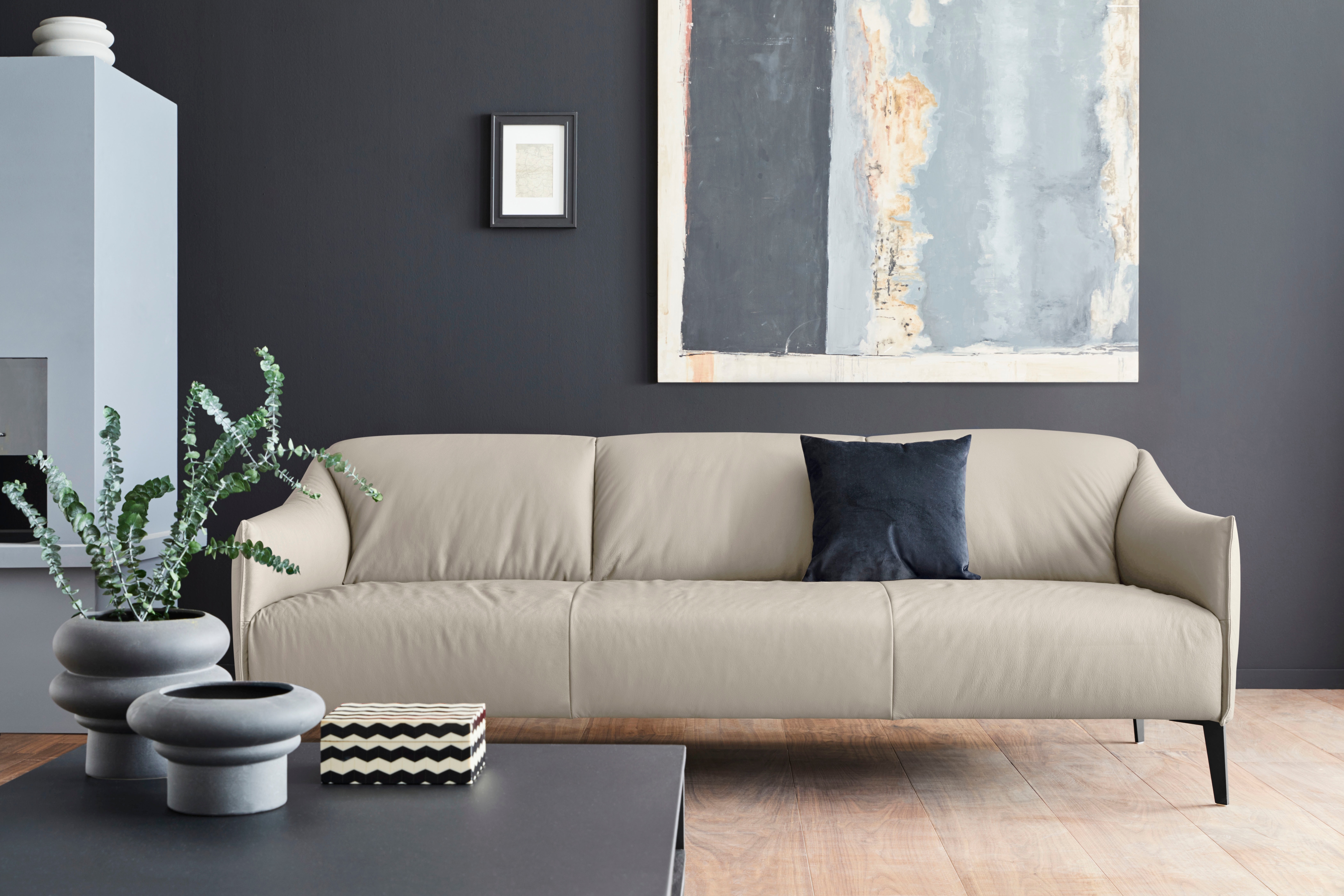 W.SCHILLIG 3-Sitzer "sally Design-Sofa, Loungesofa, bequem, schmale Armlehnen, Breite 224cm" mit Metall-Winkelfüßen in Schwarz pulverbeschichtet, Breite 224 cm