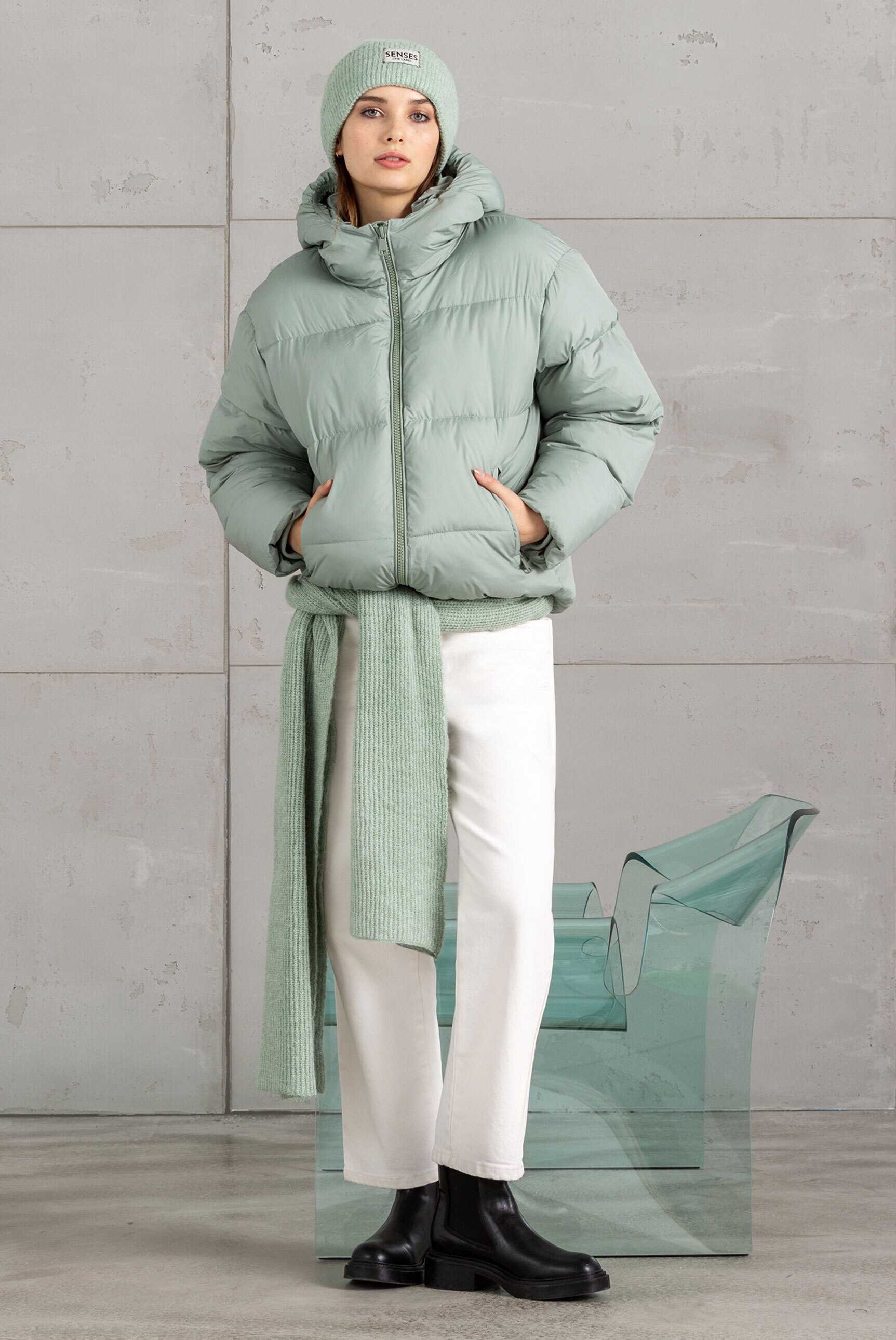 SENSES.THE LABEL Winterjacke mit Kapuze mit elastischen Steppnähten