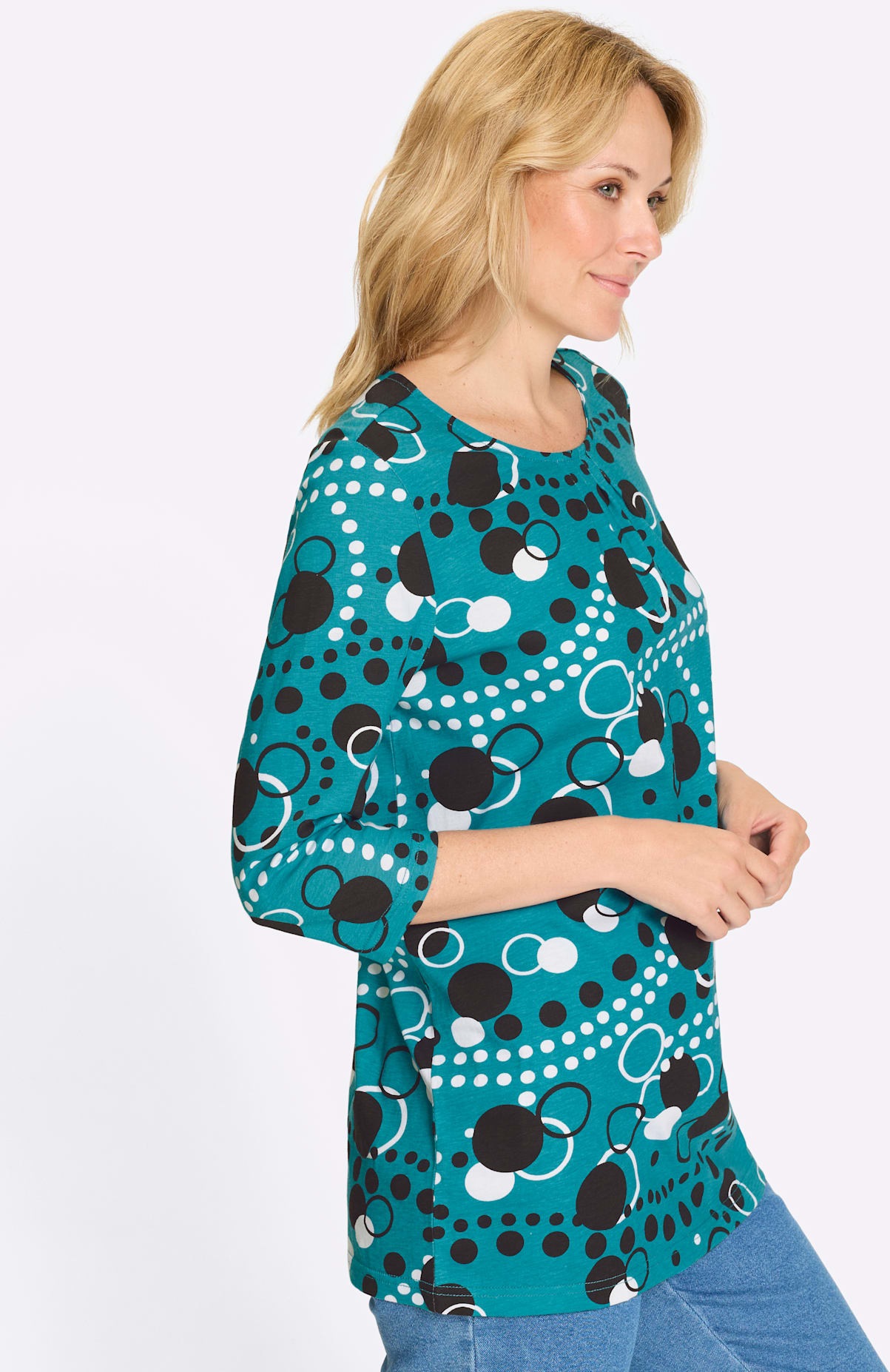 Classic Basics Women's Longshirt Turquoise/Black Size 50 5