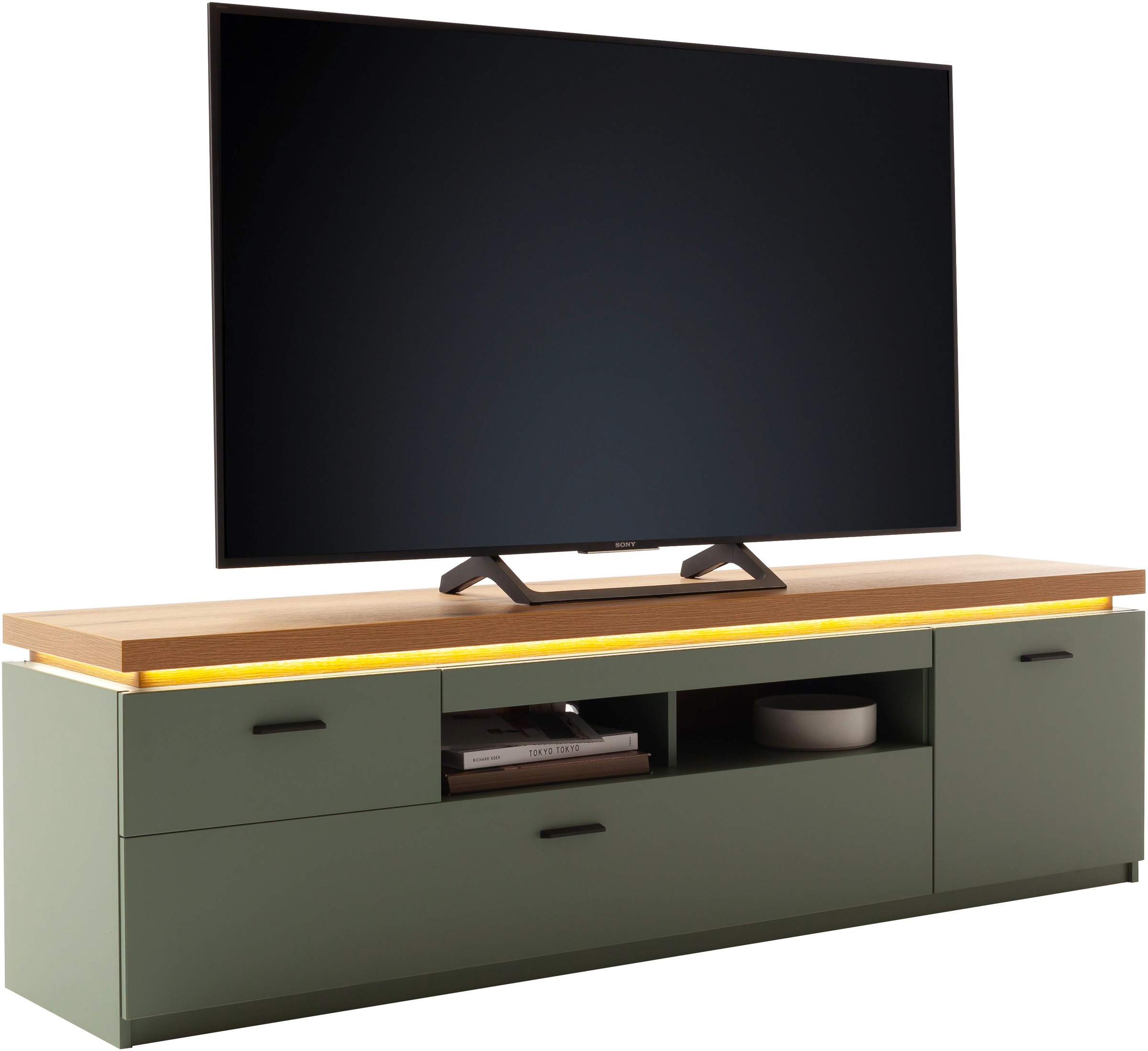 MCA furniture Lowboard »MONIZ TV-Element«, TV-Schrank, 2 Türen, 2 Schubkästen, 2 offene Fächer, 195 cm breit