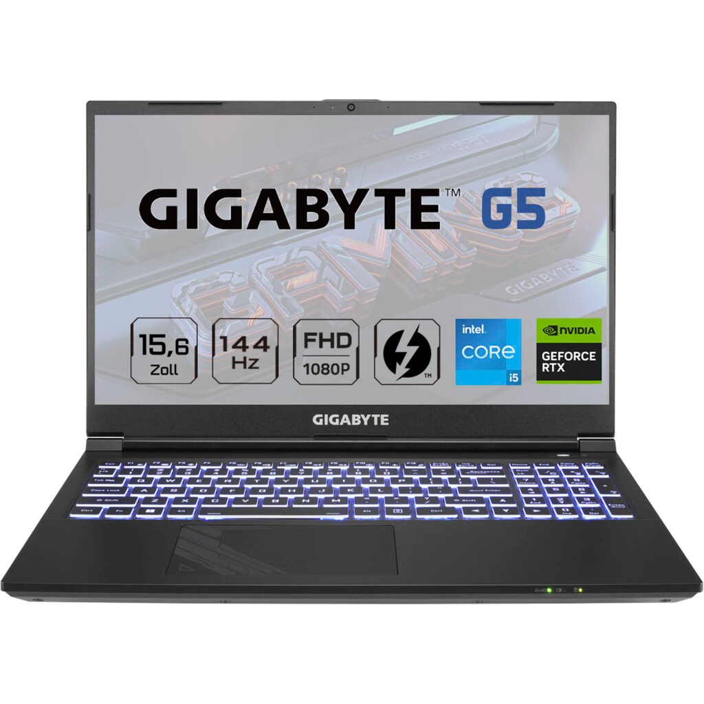 Gigabyte Gaming-Notebook »GIGABYTE G5 GE-51DE263SD«, 39,6 cm, / 15,6 Zoll, Intel, Core i5, GeForce RTX 3050, 512 GB SSD