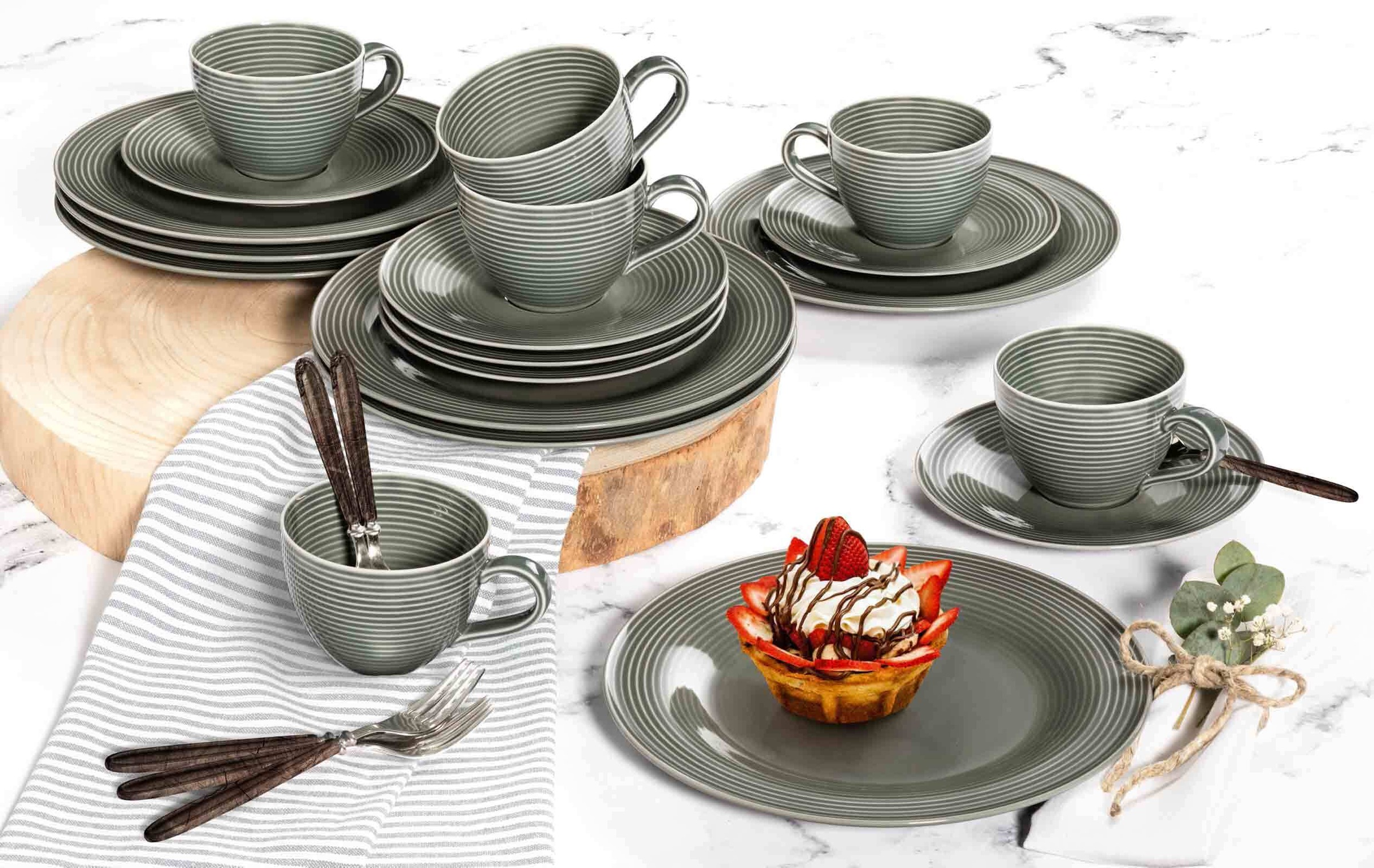 Seltmann Weiden Geschirr-Set »Kaffeeservice Beat Color Glaze 18er Set beige-grau«
