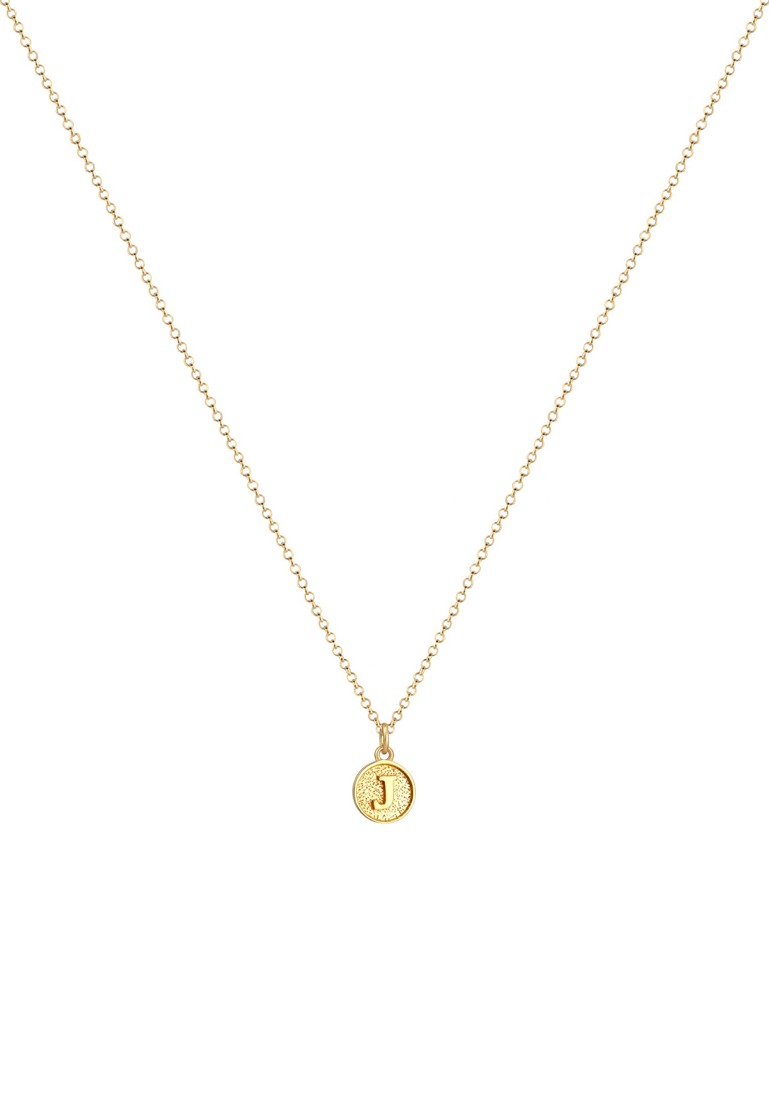 Elli Kette mit Anhänger »Plättchen Vintage Buchstabe J Initialen 925 Sterling Silber«