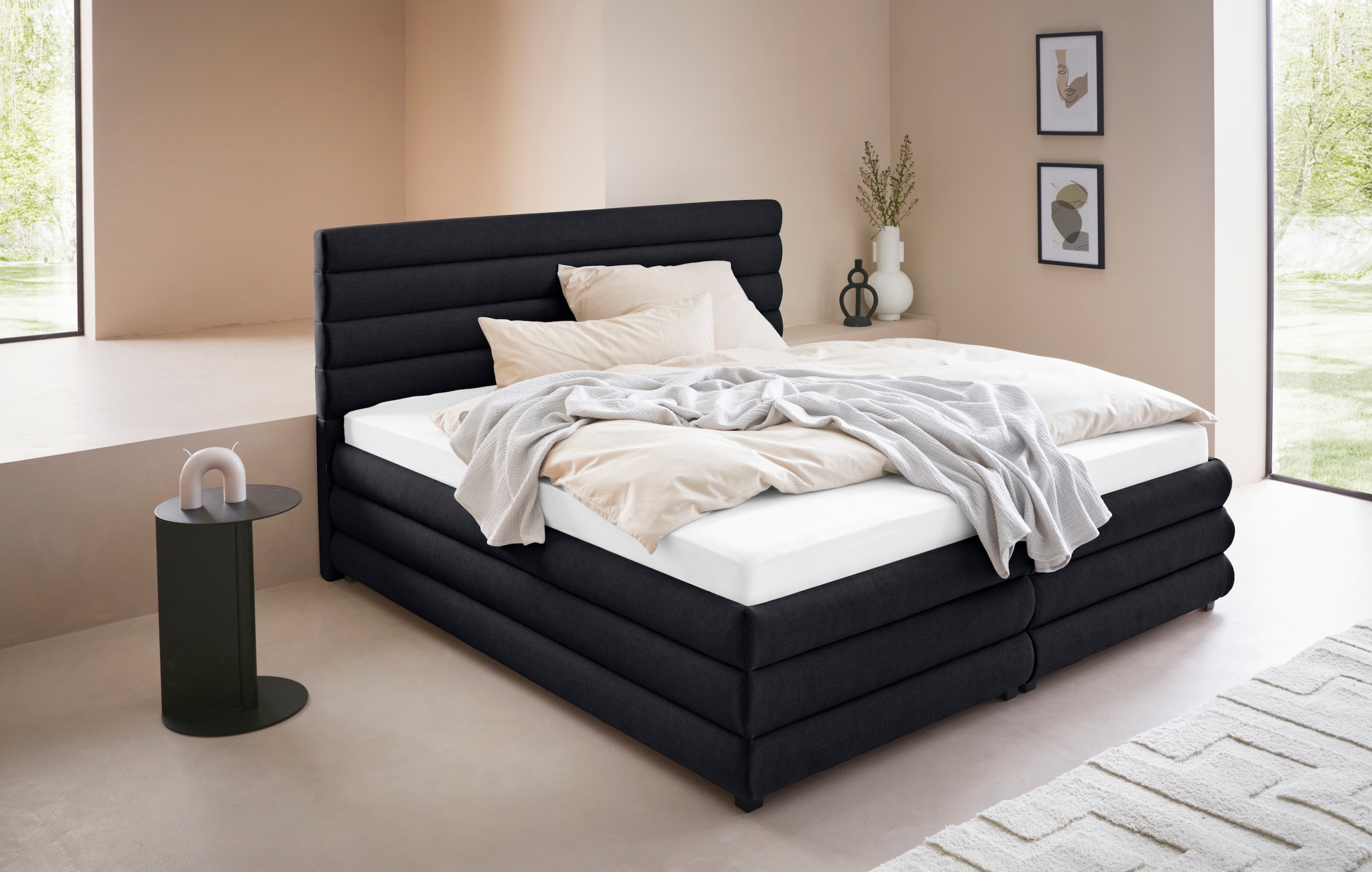 Polsterbett "Maylis", grau (anthrazit), B:192cm L:211cm, 100% Polyester, LEGER HOME BY LENA GERCKE, Betten, Polsterbett ohne Bettkasten Polsterbett, wahlweise mit und ohne Matratze und Lattenrost, auch in 200cm Breite 10