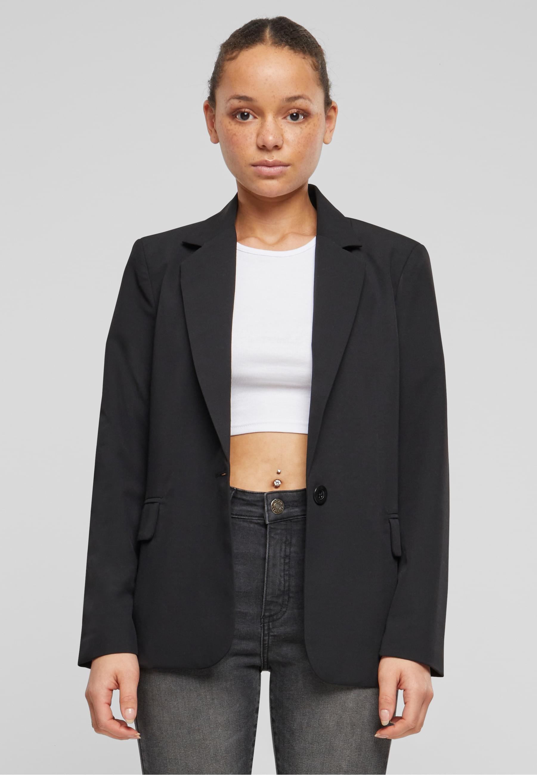URBAN CLASSICS Allwetterjacke »Urban Classics Damen Ladies Basic Blazer«, (1 St.), ohne Kapuze