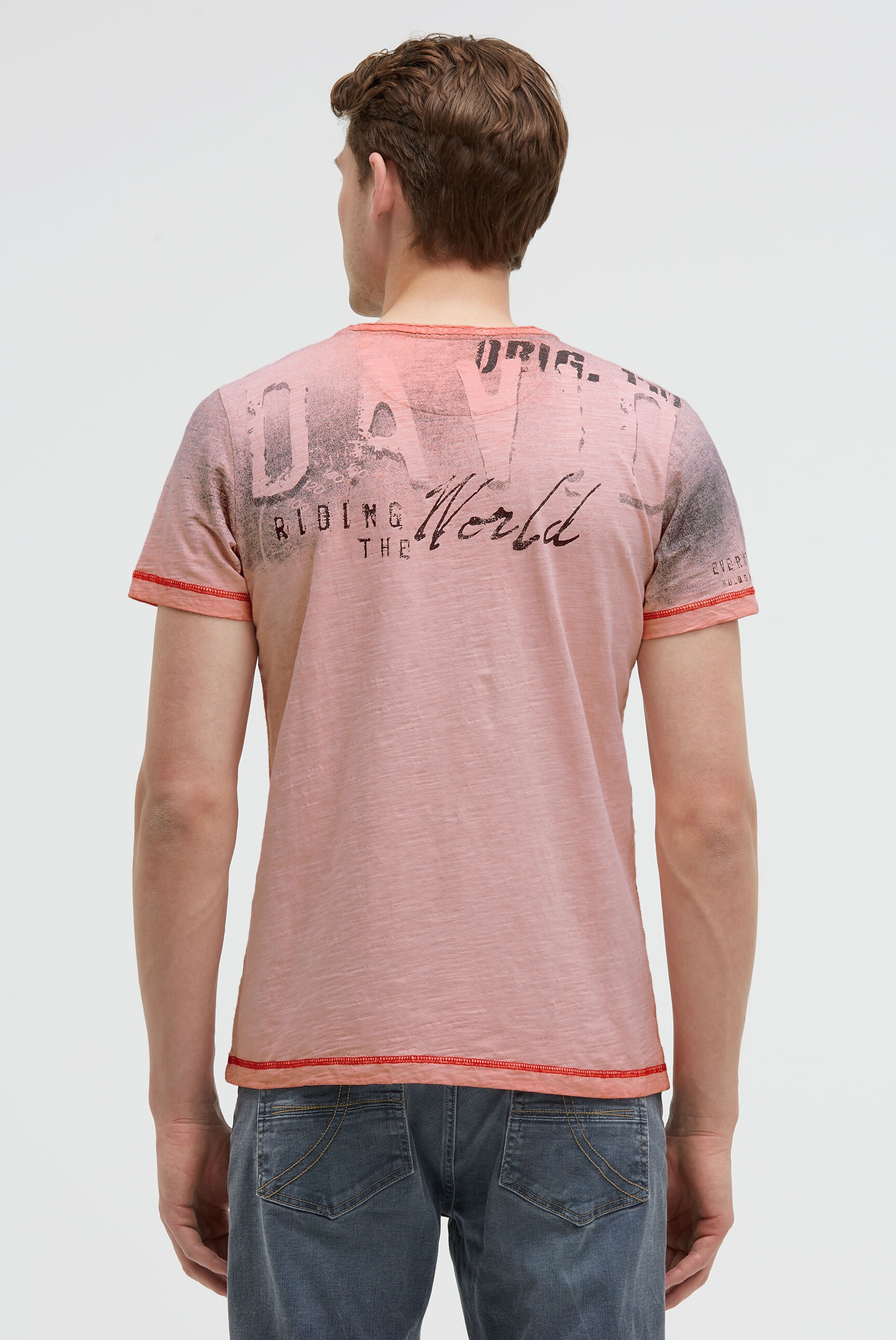 CAMP DAVID Henleyshirt, mit offener Kante am Ausschnitt