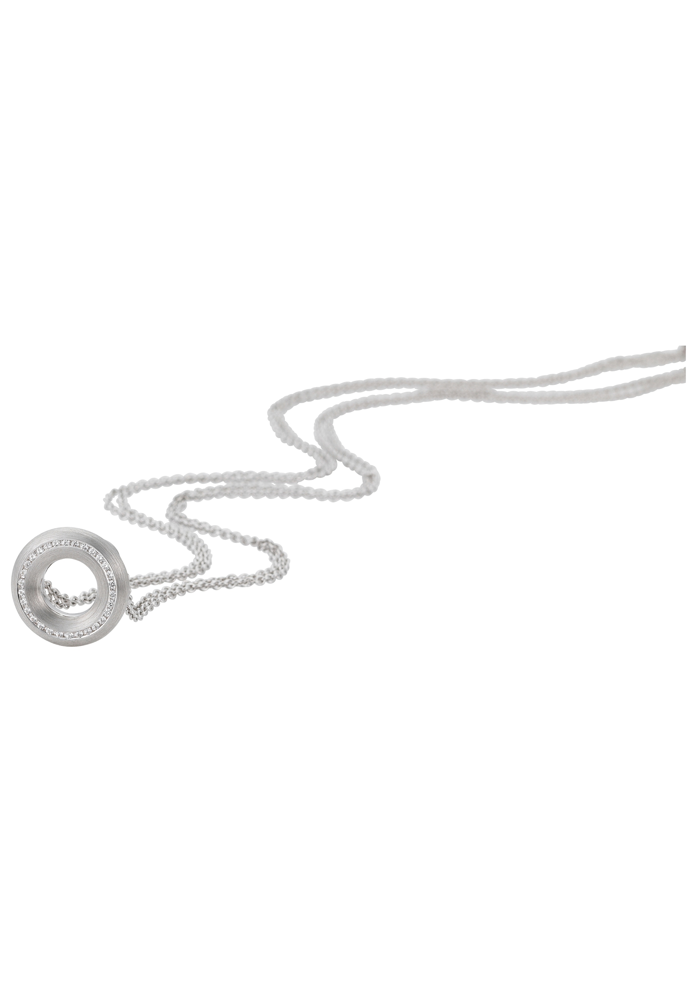 JOBO Kettenanhänger »Anhänger Weißgoldanhänger rund 16 mm« ()  14 Karat 585 Weißgold mit 30 Diamanten