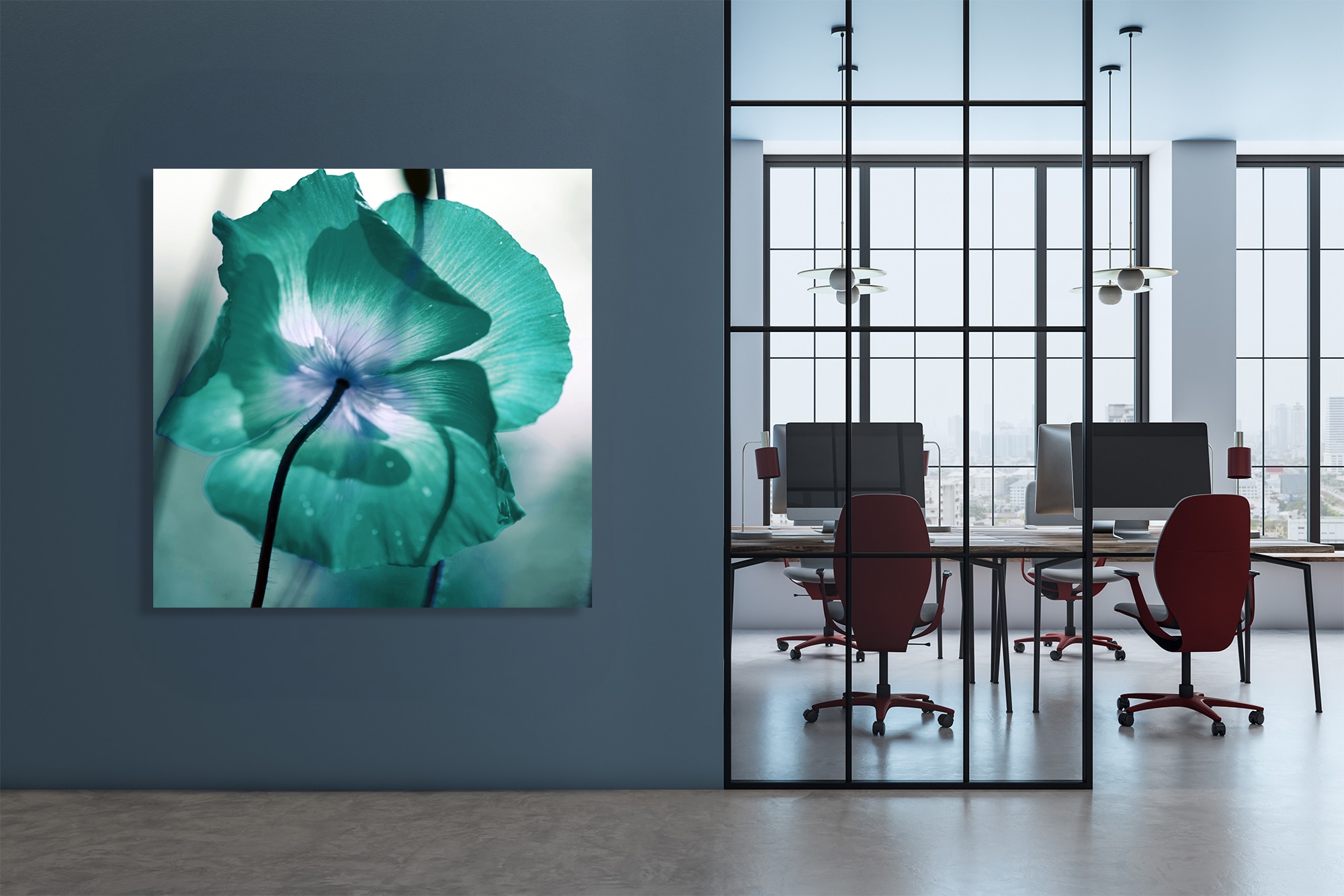 queence XXL-Wandbild "Akustikbild Blüte in Türkis" Blumenbilder  Natur 1 St günstig online kaufen
