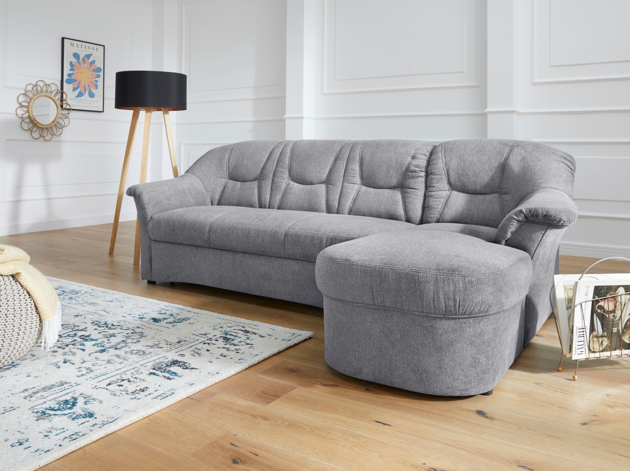 DOMO collection Ecksofa "SARAFINA 232x146 cm, auch mit Federkern für noch mehr Sitzkomfort" whlw. mit Bettfunktion, L-Form