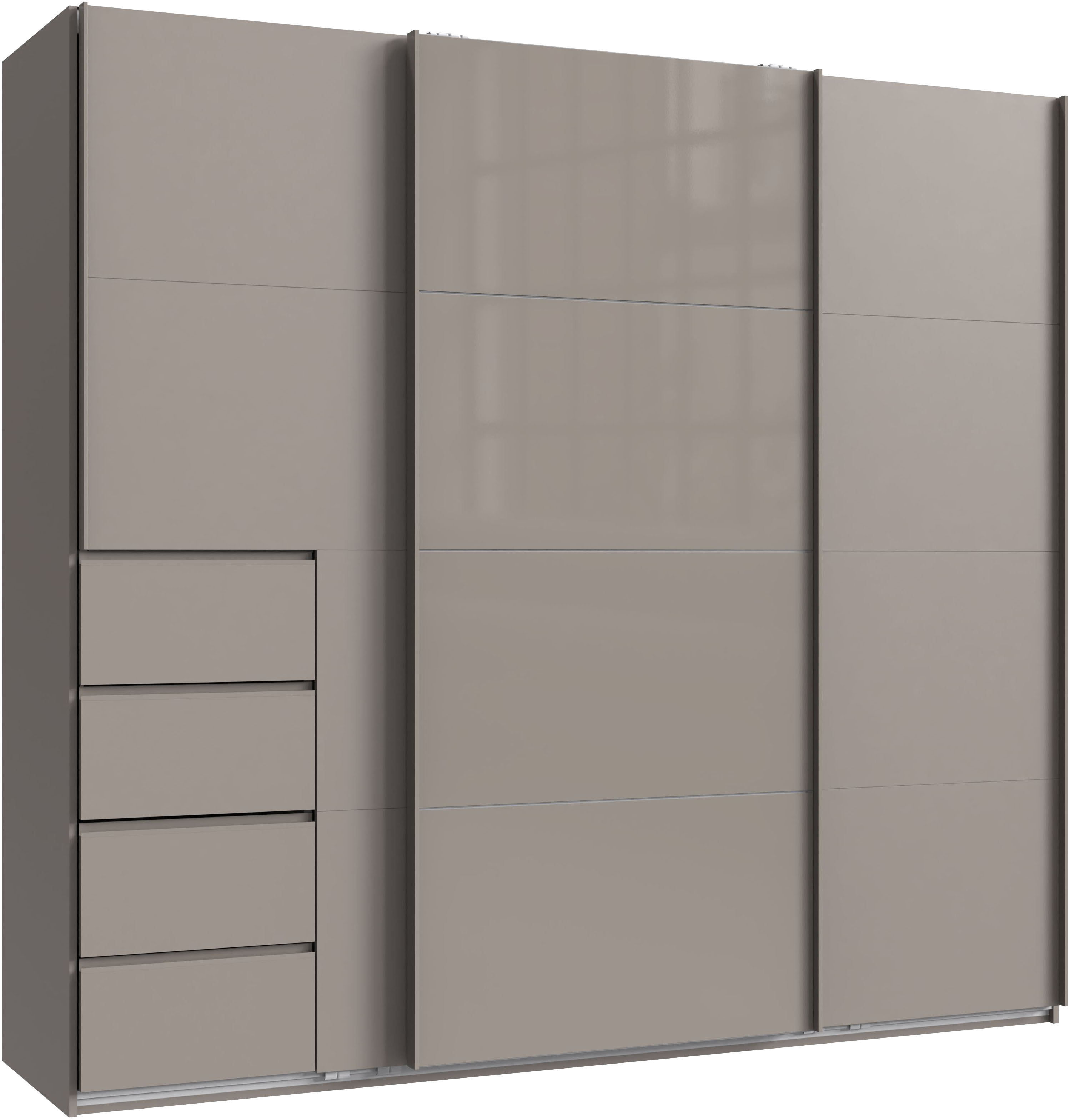 Wimex Schwebetürenschrank "Bali in den Breiten 180cm, 225cm & 270cm, Schrank mit Glaselement" Kleiderschrank erhältlich in den Farben; grafit und saharagrau