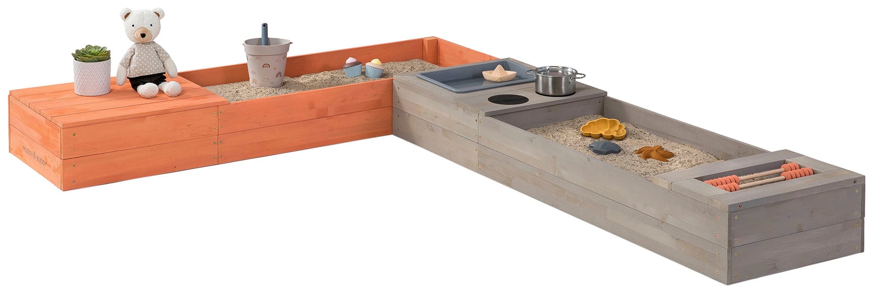 Sandkasten »Flexy Style«, (inkl. Sandkastenvlies), warmgrau - lachs, Holzschutz...