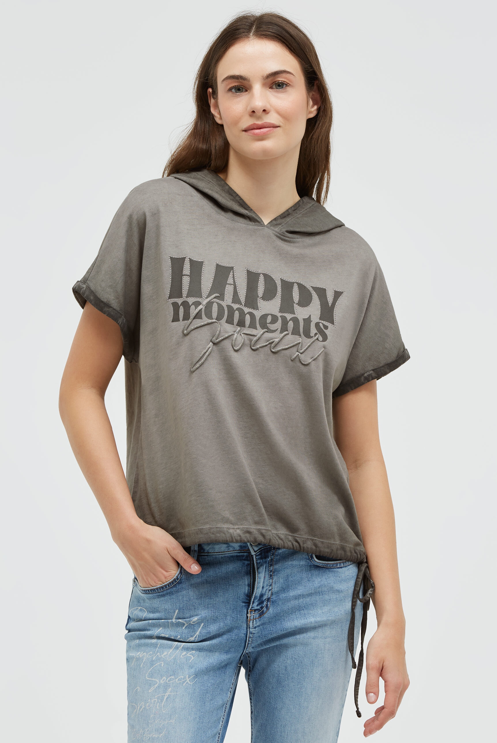 SOCCX Kapuzenshirt mit Bindeband am Saum