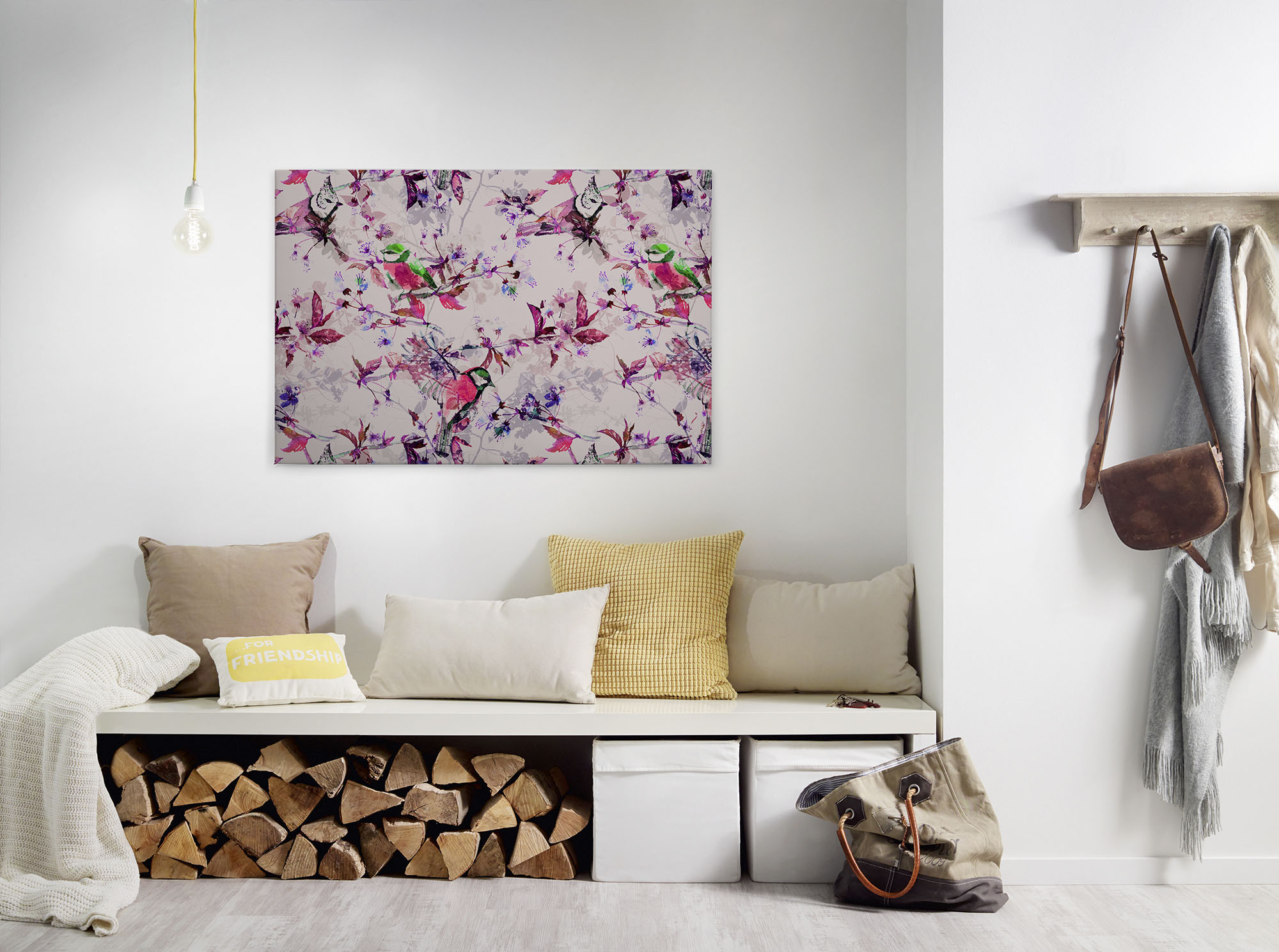 A.S. Création Leinwandbild "songbirds" Kunst Vögel 1 Stk. tlg. Keilrahmen Bild Floral Leinwand-Bild Wohnzimmer modern Wandbild Kinder