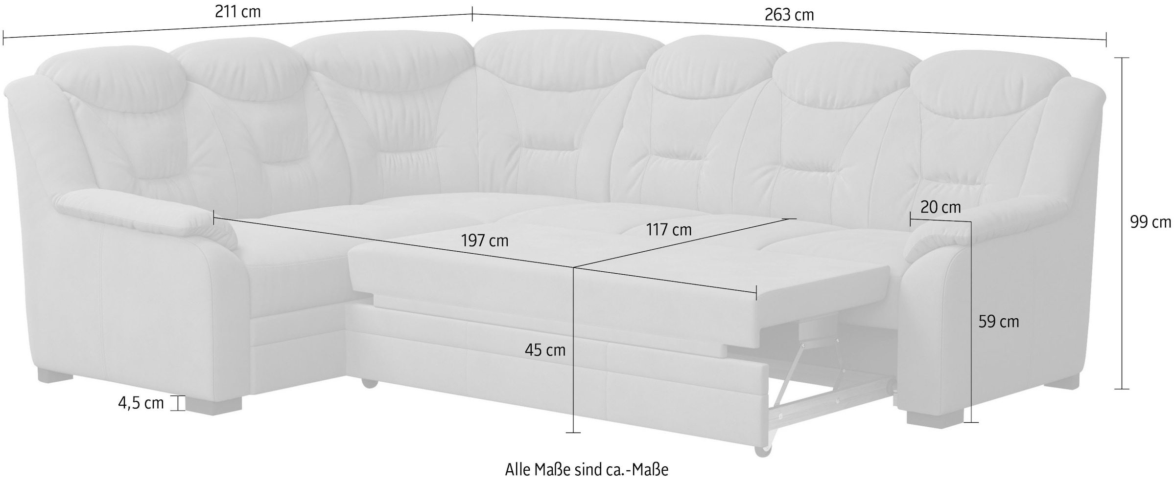 COTTA Ecksofa »Marcus L-Form«, wahlweise mit Bettfunktion & Stauraum